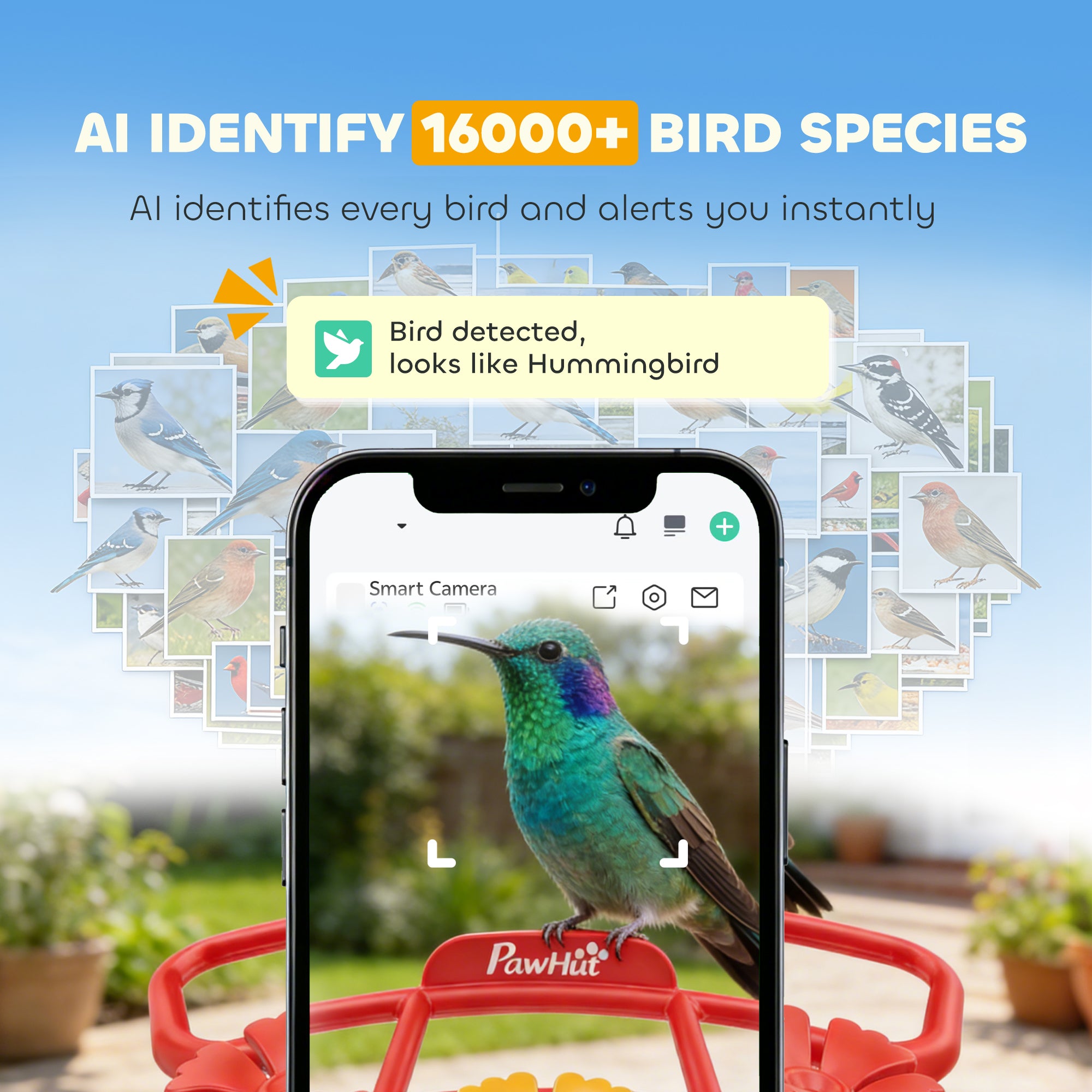 pawhut-mangeoire-colibris-avec-cam-ra-2k-ai-16k-oiseaux-et-solaire-3w-alertes-li image 6