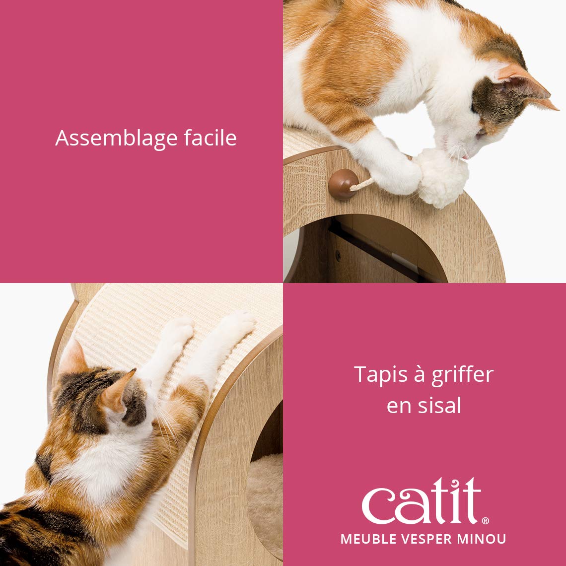 catit-vesper-minou-cachette-lit-et-griffoir-chat-ch-ne image 3