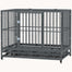 pawhut-cage-chien-heavy-duty-43-roulettes-verrouillables-double-porte-et-bac-amo image 2
