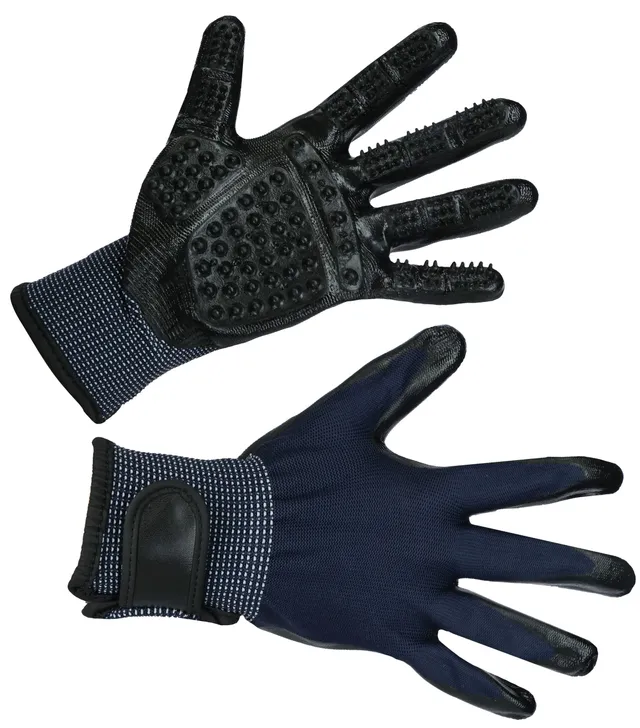 kerbl-gant-de-nettoyage-et-massage-noir-bleu-taille-s-chien-et-chat image 1