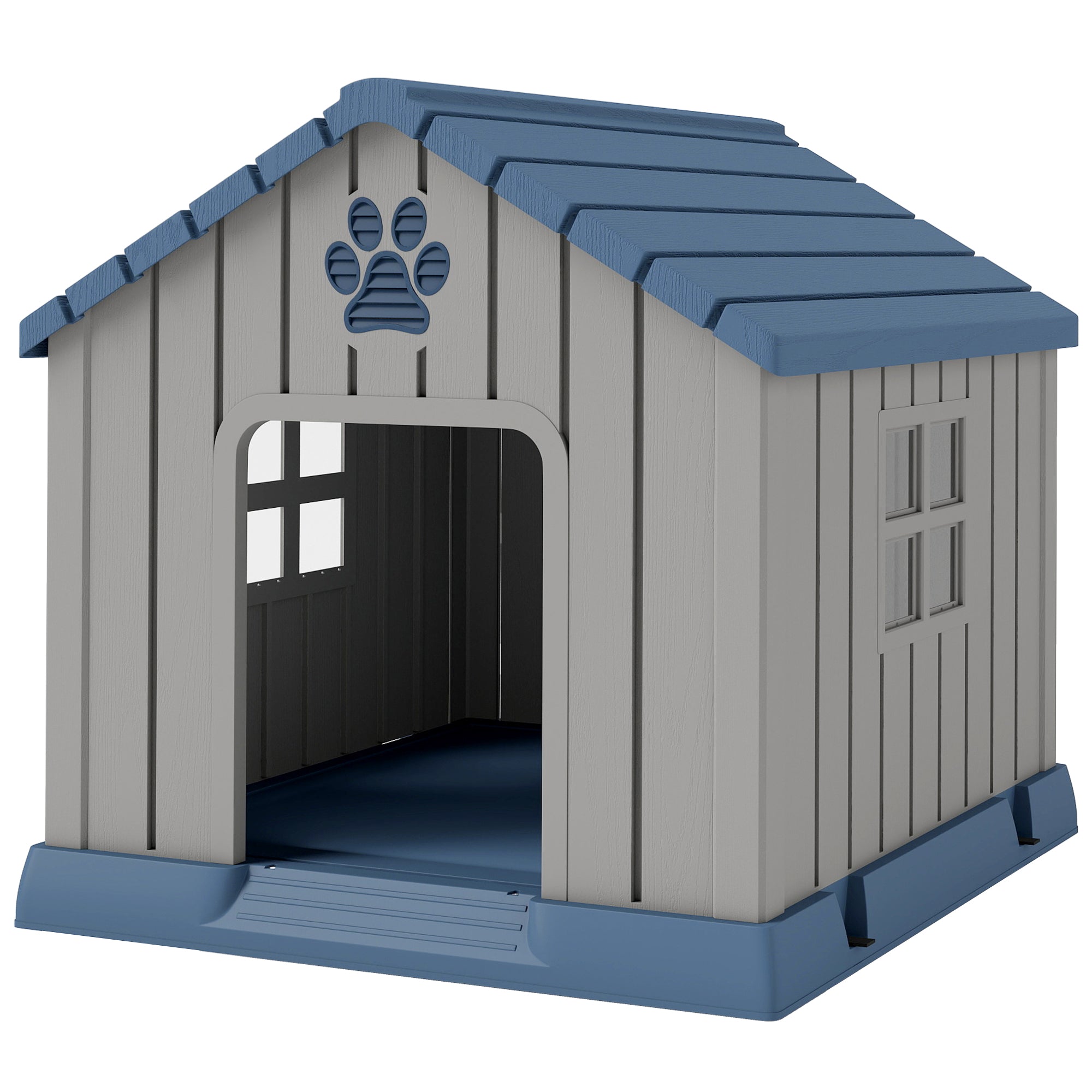 pawhut-niche-chien-d-ext-rieur-style-cabane-ventil-e-grise image 2
