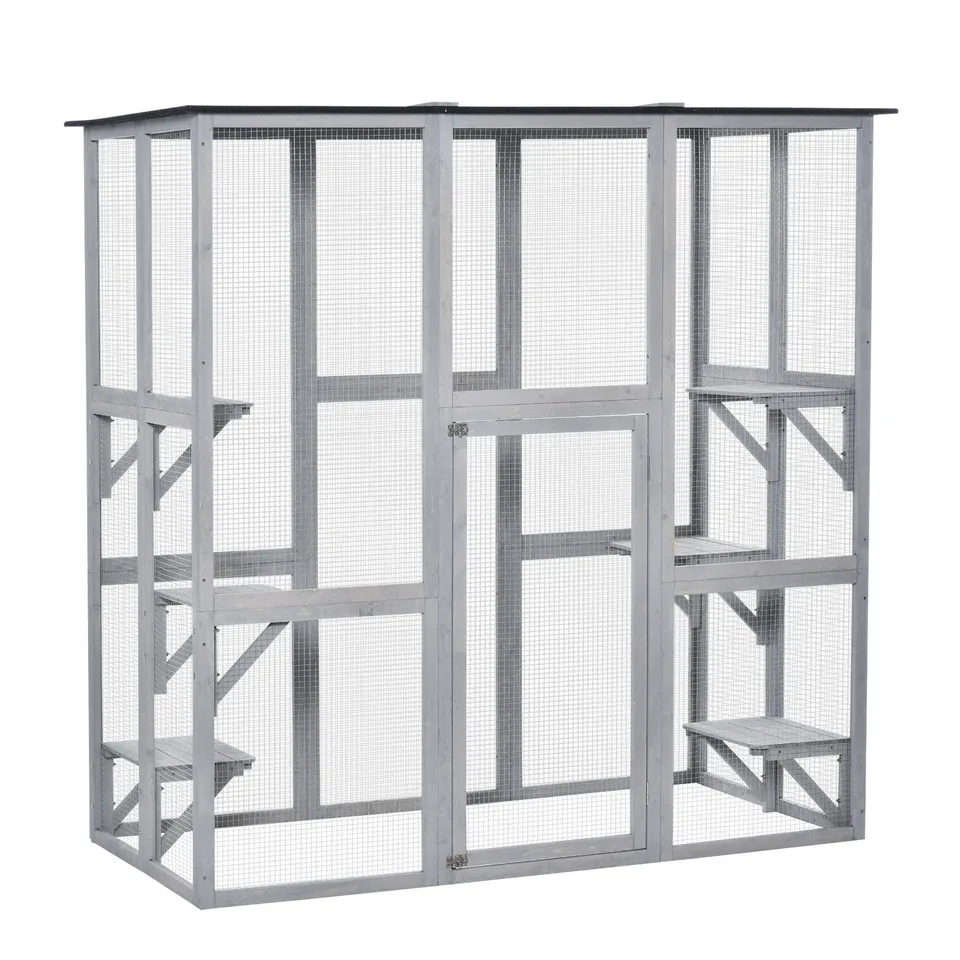 pawhut-catio-multi-chats-ext-rieur-imperm-able-180-x-98-x-180-cm-avec-plateforme image 1