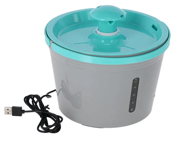 kerbl-pet-fontaine-eau-1-6-l-gris-bleu-usb-avec-filtre-charbon image 1
