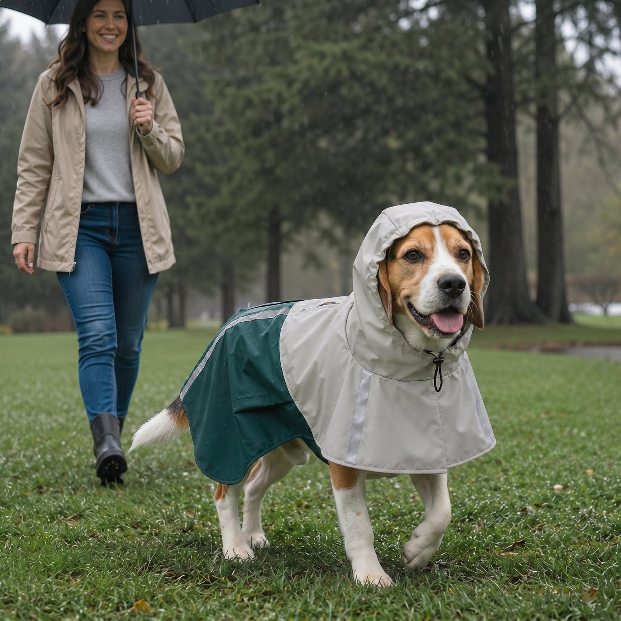 pawhut-manteau-de-pluie-imperm-able-pour-chien-m-vert-avec-capuche image 3