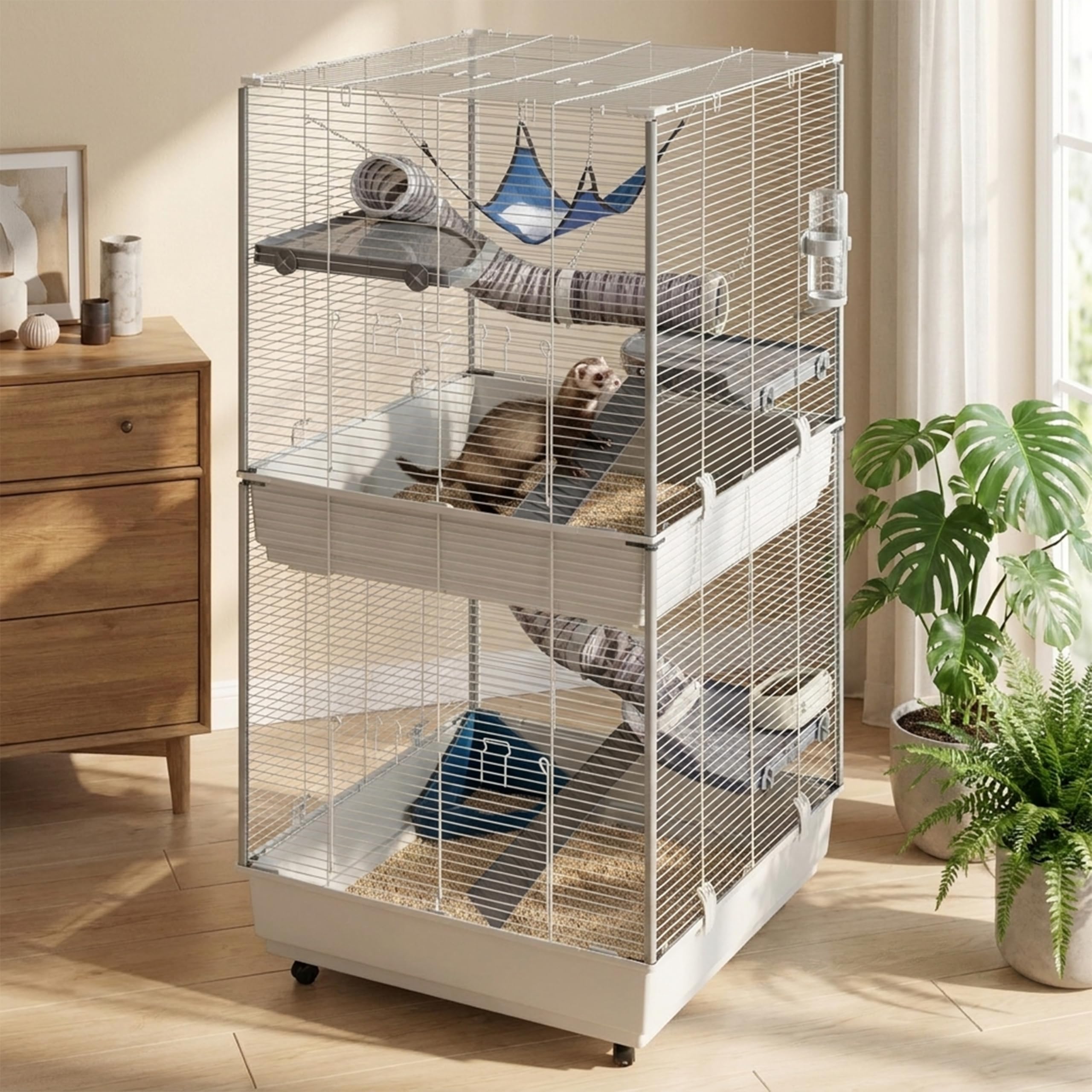 ferplast-furet-tower-cage-pour-furets-75x80x161-cm-grise image 2