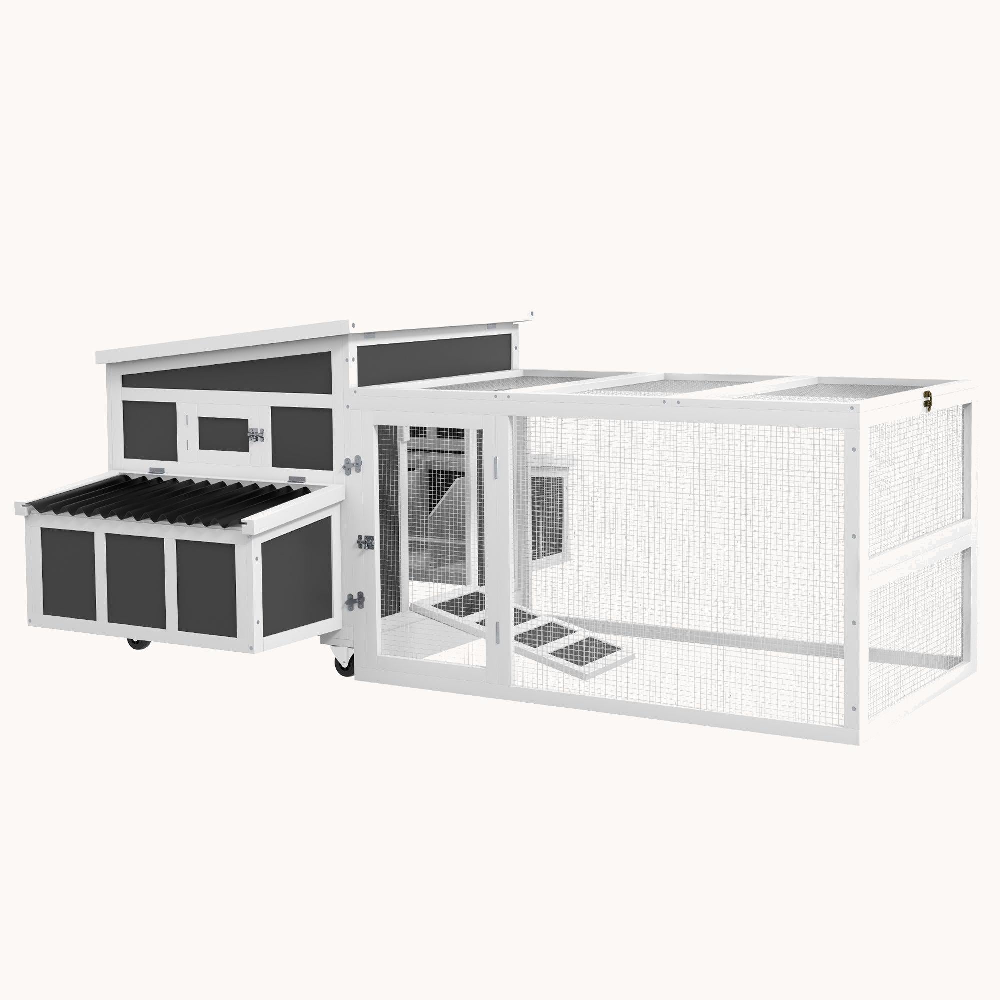 pawhut-poulailler-bois-avec-pondoir-et-tiroir-pour-6-poules-gris-fonc image 1