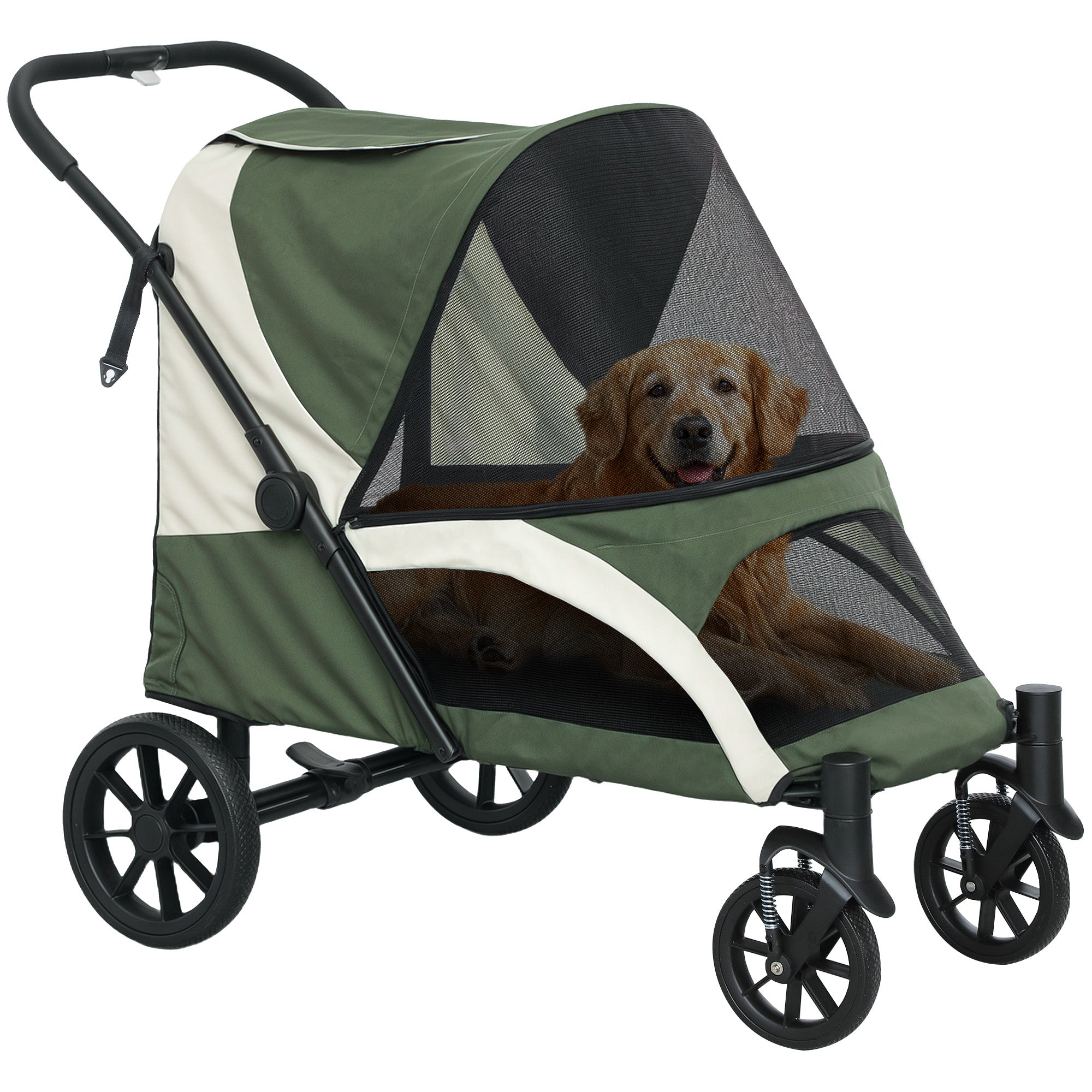 pawhut-poussette-grande-taille-pour-chien-avec-roues-amortissantes-pliage-une-ma image 1