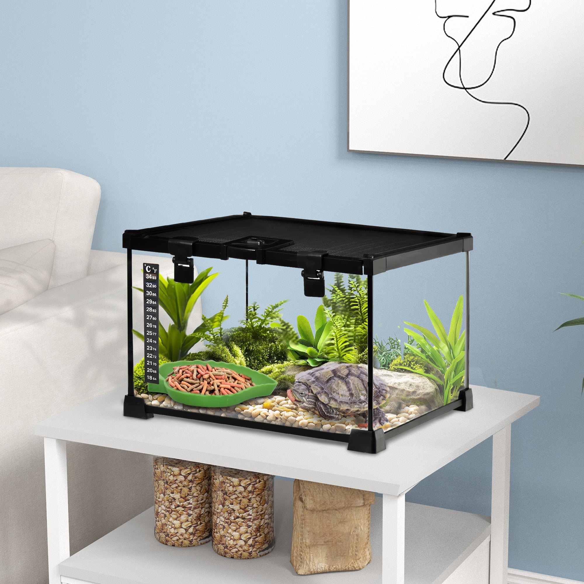 pawhut-terrarium-360-anti-vasion-ventil-30x30x20-cm-avec-bassin image 4