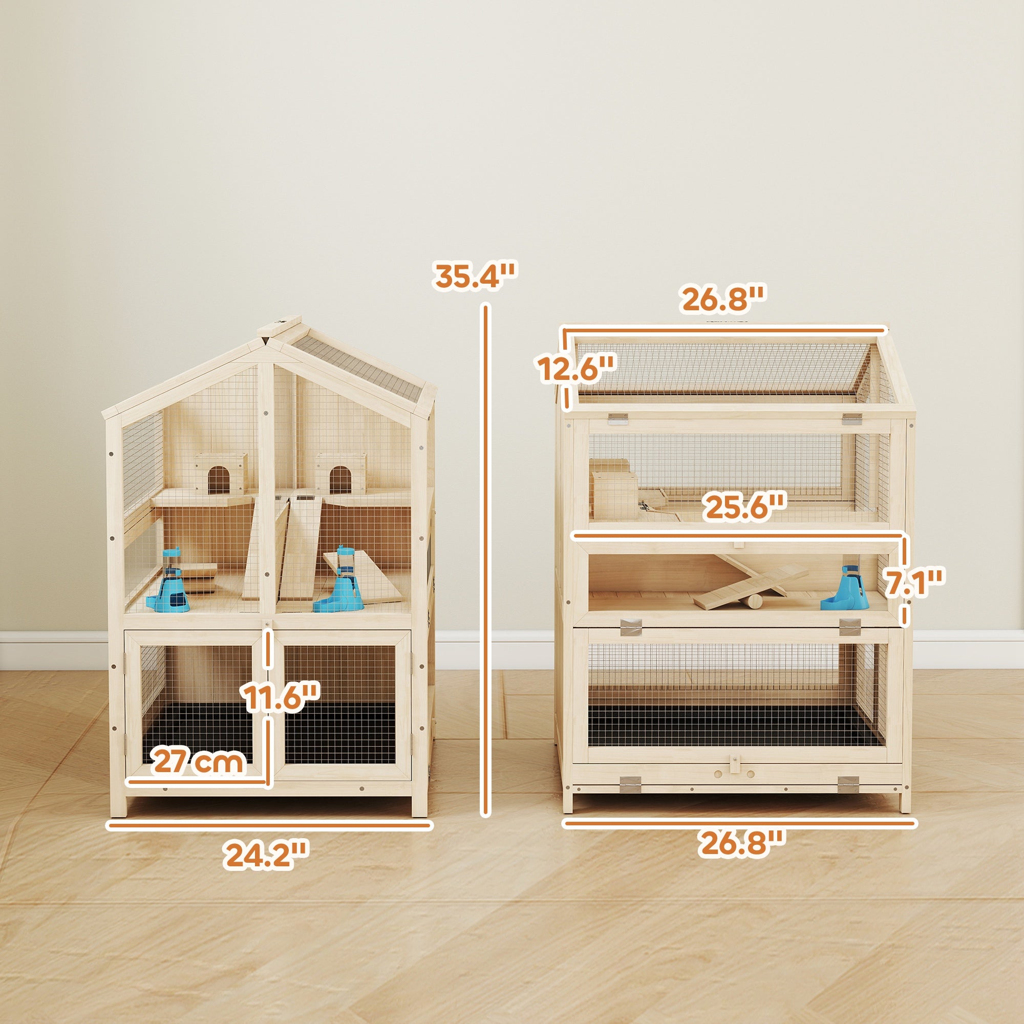 pawhut-cage-hamster-bois-3-tages-avec-s-parateur-naturel-68x61x90-cm image 5