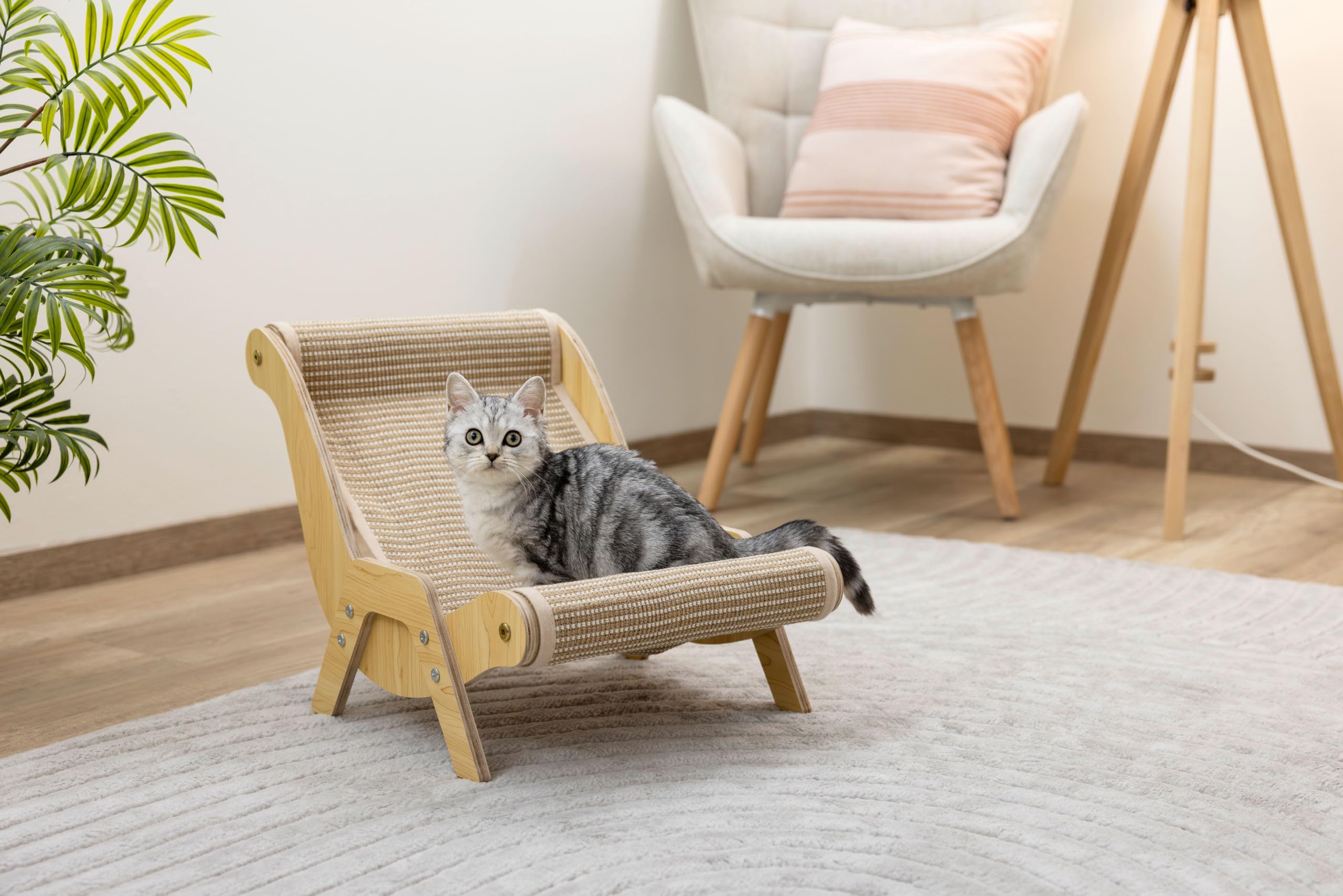 kerbl-pet-sundowner-chaise-longue-lit-griffoir-pour-chat-en-bois-et-sisal-52x37x image 6