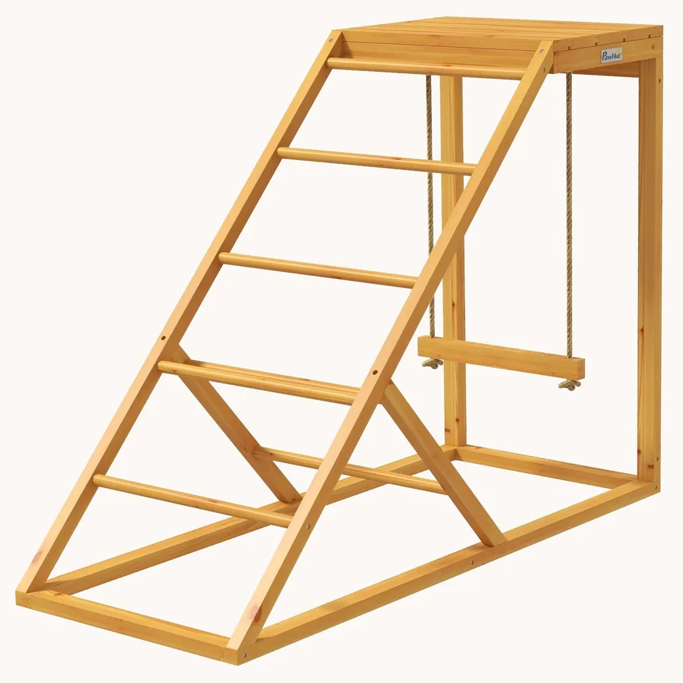 pawhut-aire-de-jeux-pour-poules-avec-balan-oire-perchoirs-et-chelle-jaune image 1