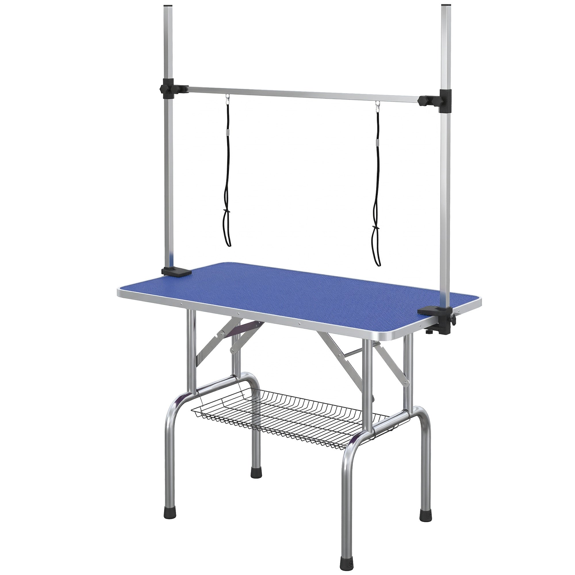 pawhut-table-de-toilettage-chien-109-cm-bras-r-glable-20-81-cm-bleu image 2