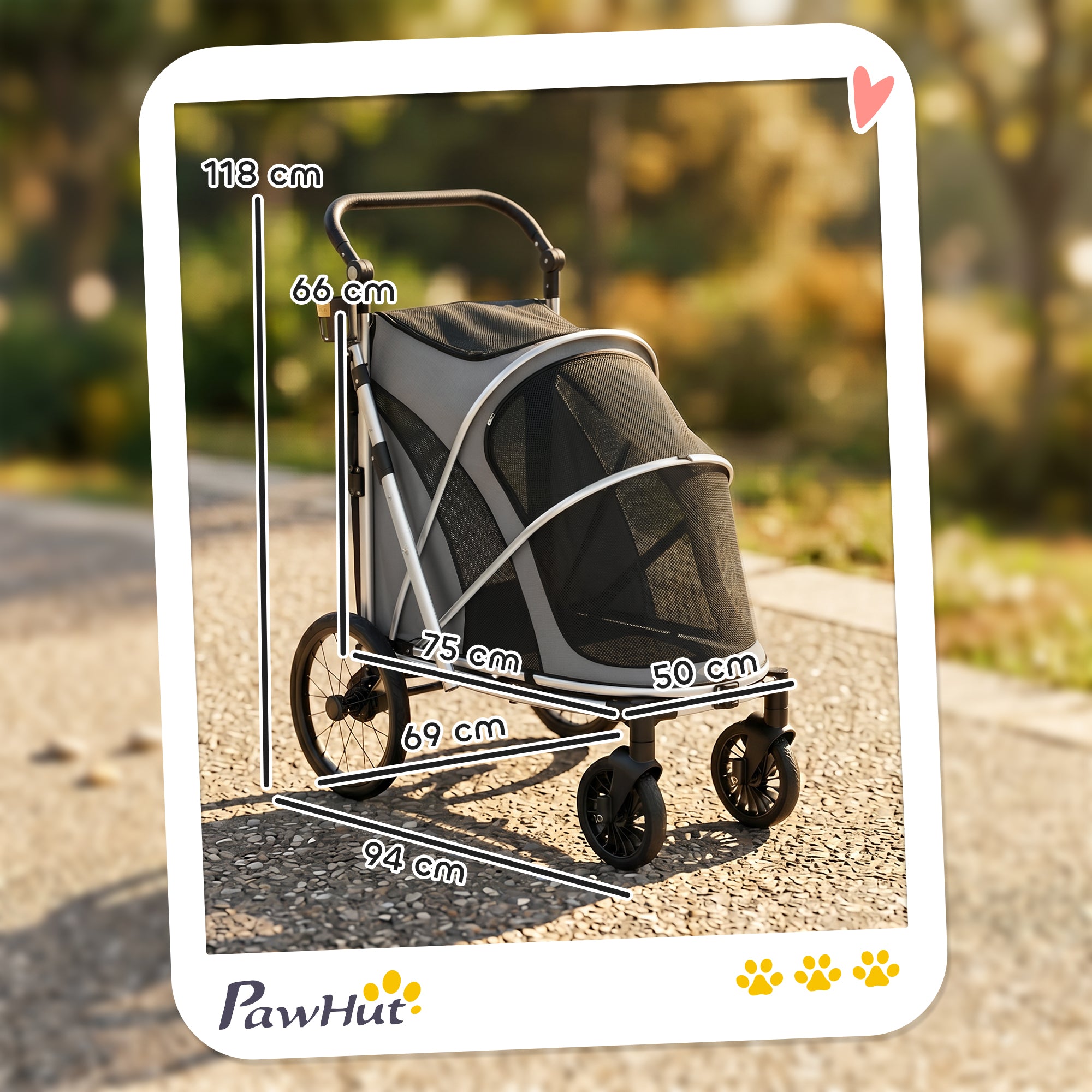 pawhut-poussette-chien-pliable-20-kg-amortisseurs-grise image 5