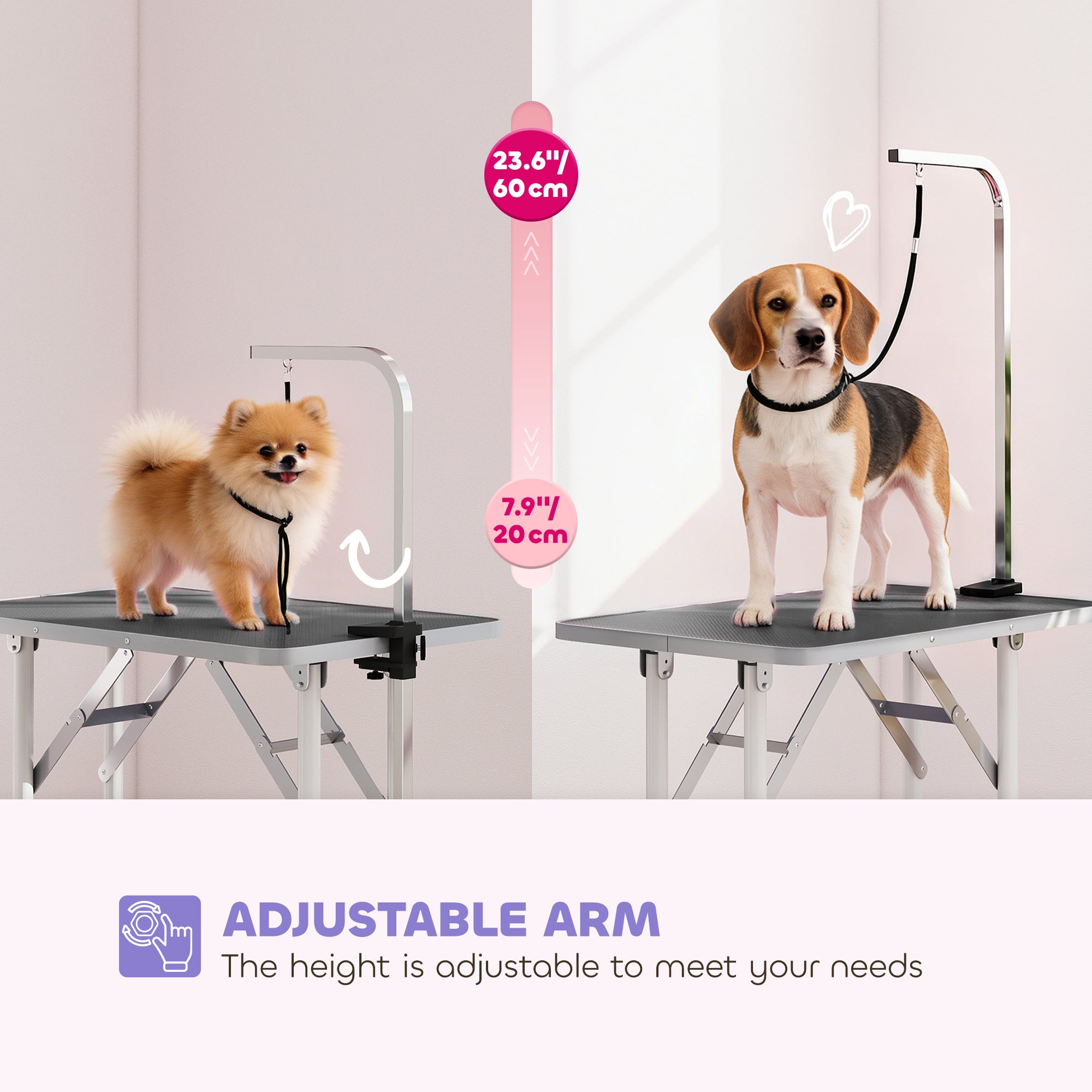 pawhut-table-de-toilettage-chien-pliable-81-cm-avec-bras-r-glable-20-60-cm-noire image 6