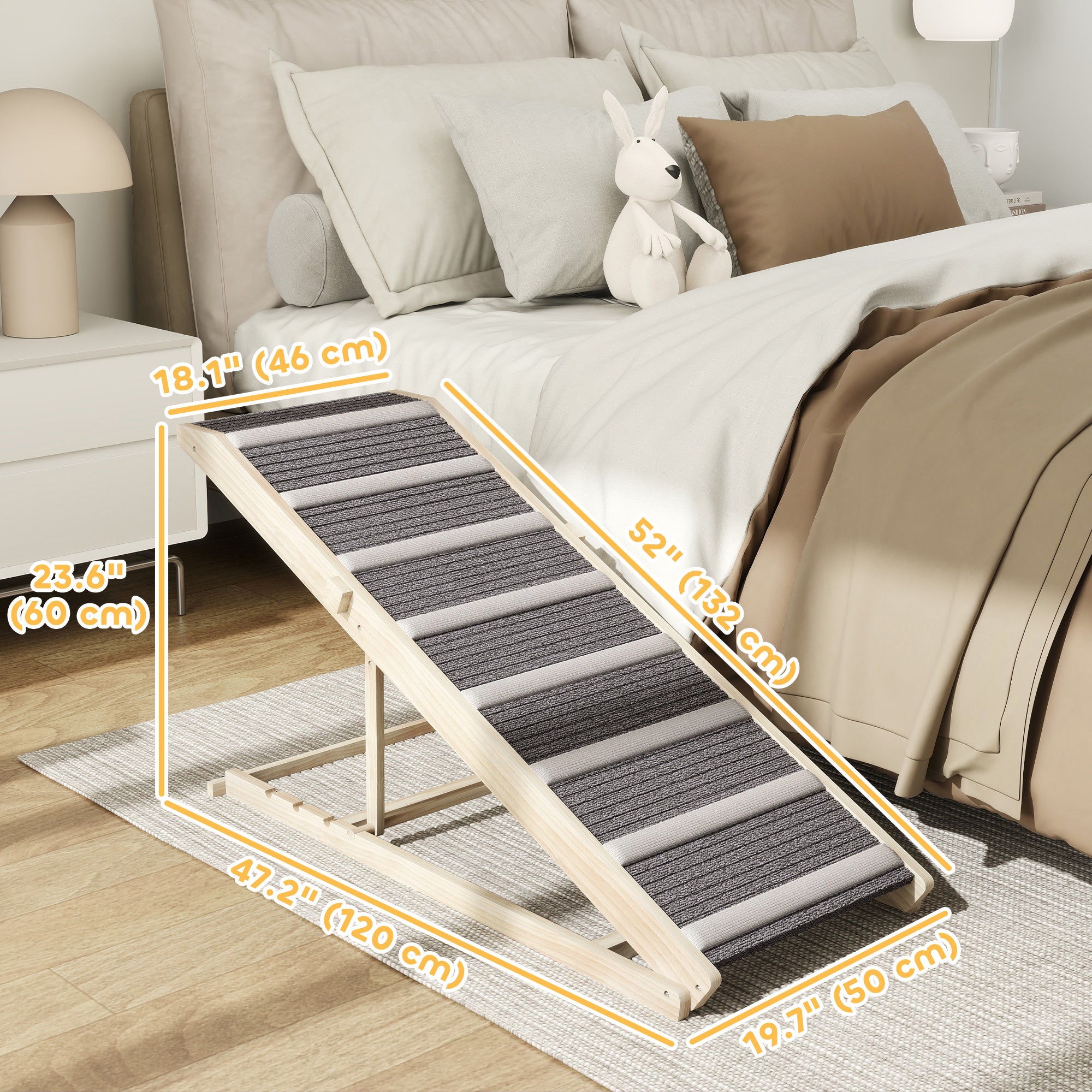 pawhut-rampe-pliable-pour-chien-4-hauteurs-r-glables-pour-canap-et-lit-naturel image 5