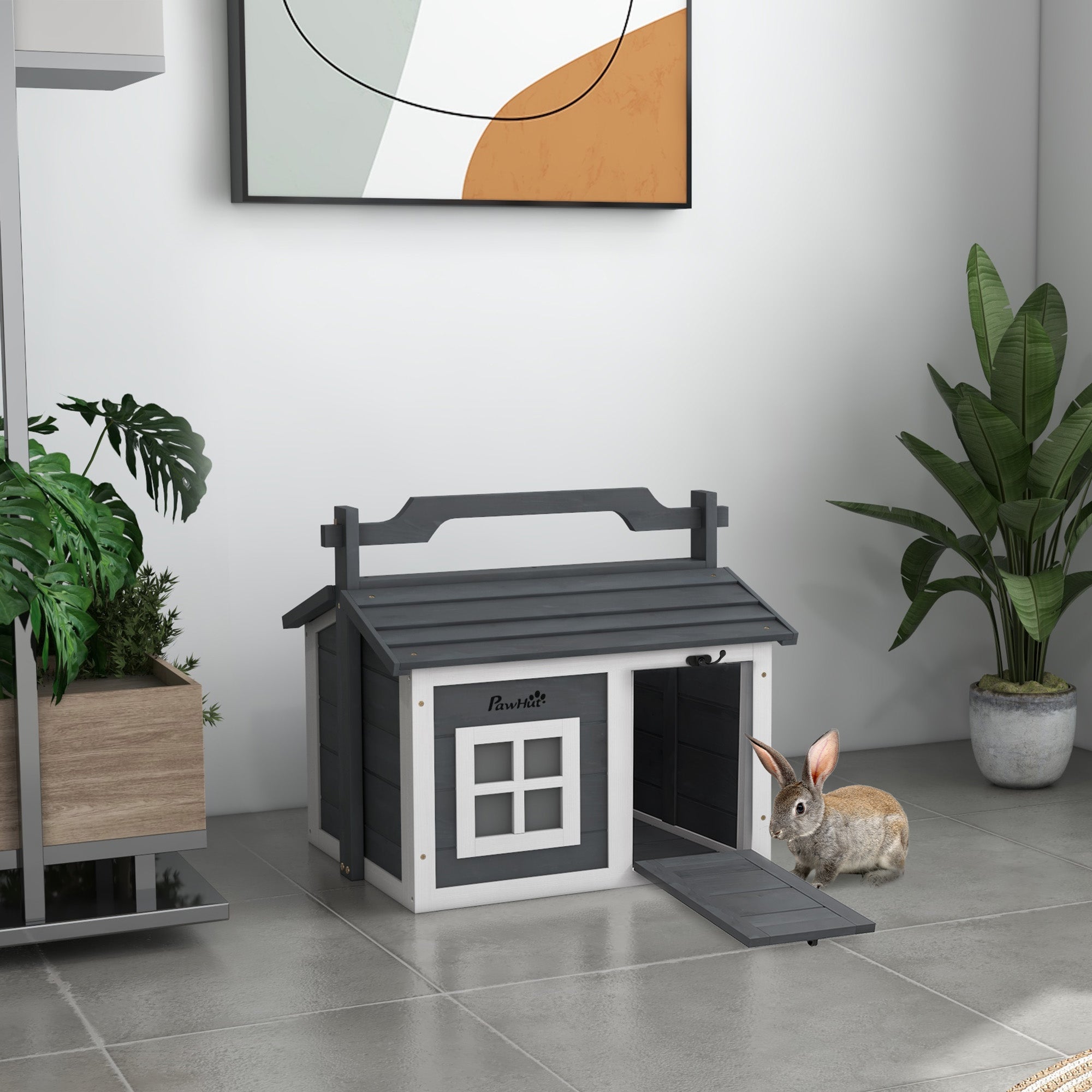pawhut-clapier-cage-2-pi-ces-cochons-d-inde-lapins-bois-gris image 3
