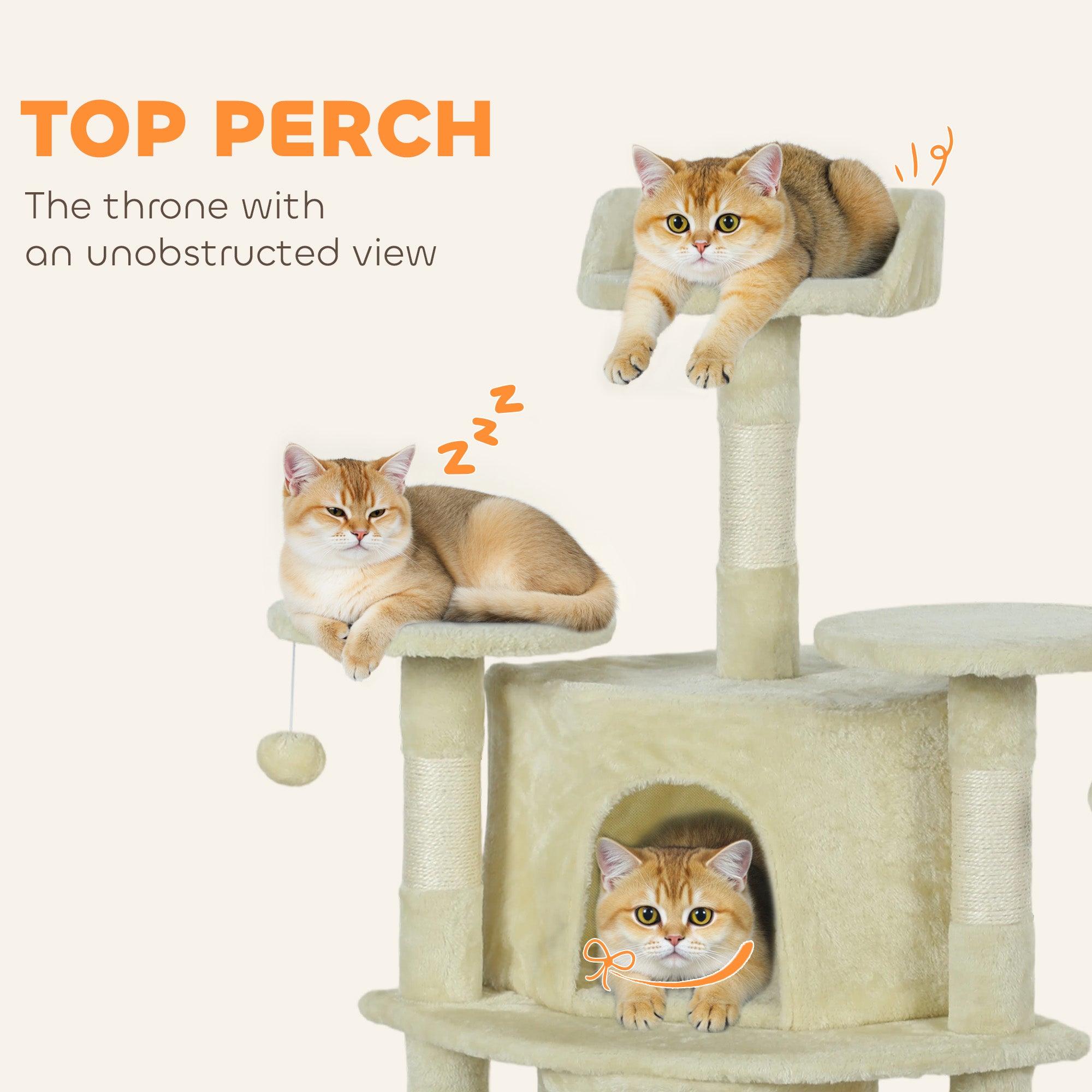 pawhut-arbre-chat-157-cm-avec-2-niches-hamac-et-perchoirs-beige image 8