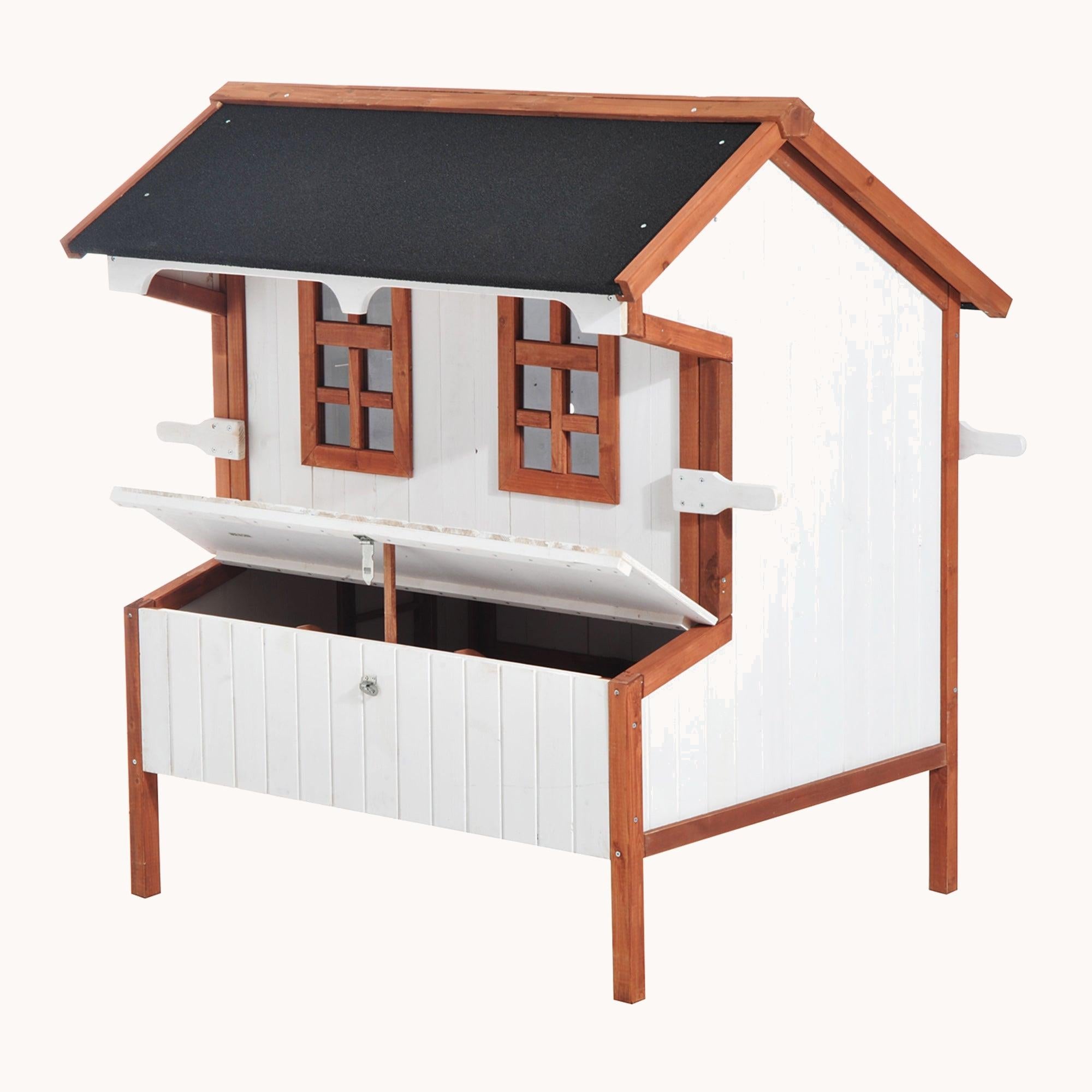 pawhut-poulailler-compact-119-cm-sur-lev-avec-pondoir-pour-3-5-poules image 3