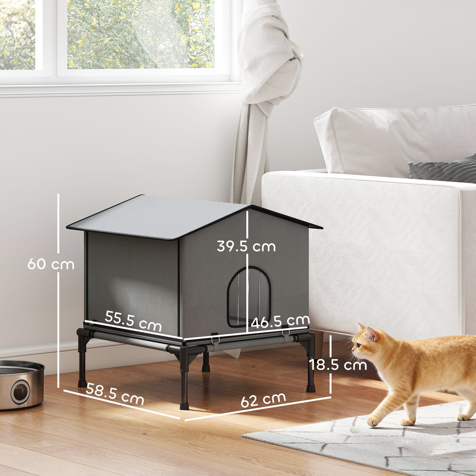 pawhut-abri-chat-ext-rieur-sur-lev-et-lit-combin-gris image 5