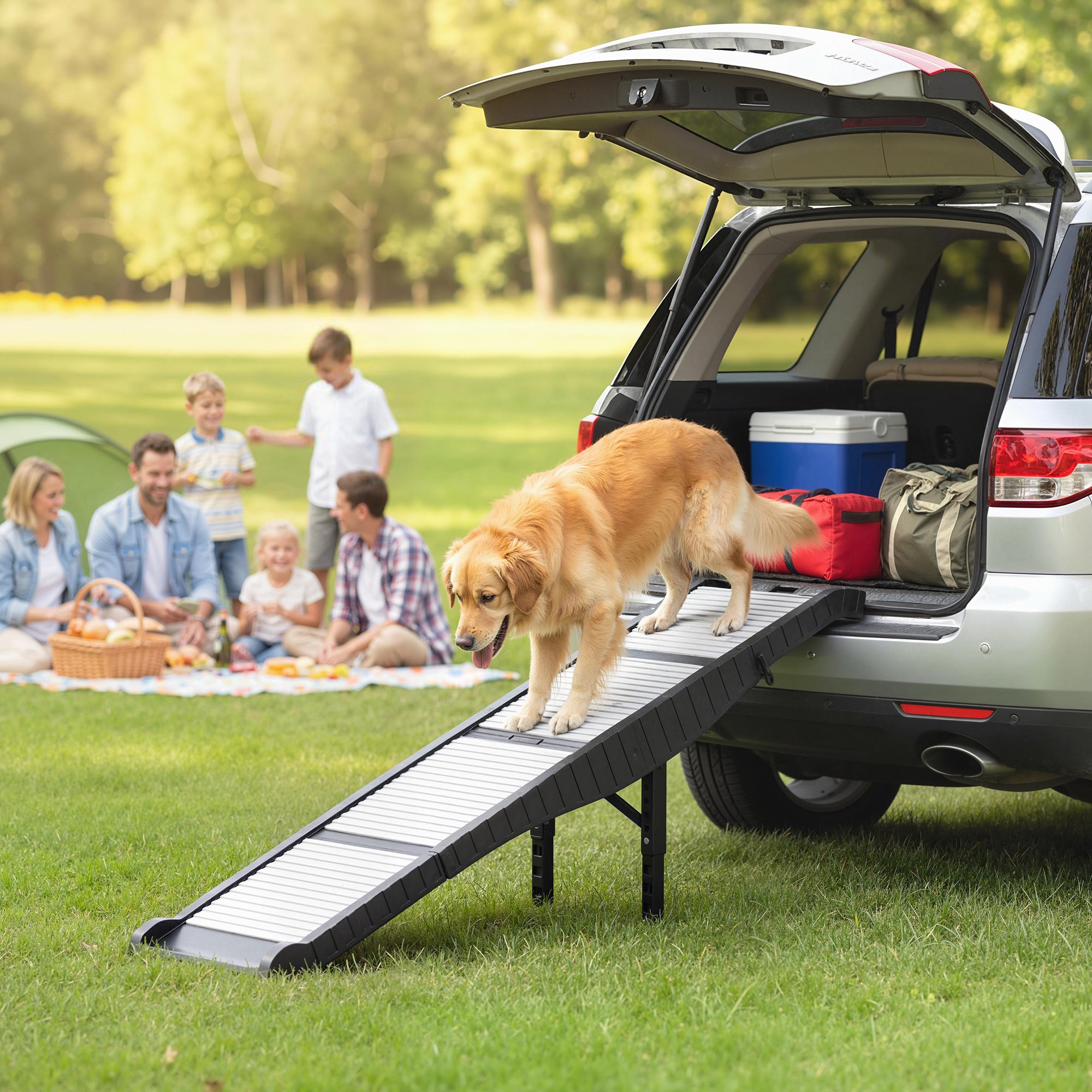 pawhut-rampe-de-voiture-pliable-pour-chien-antid-rapante-blanche image 3