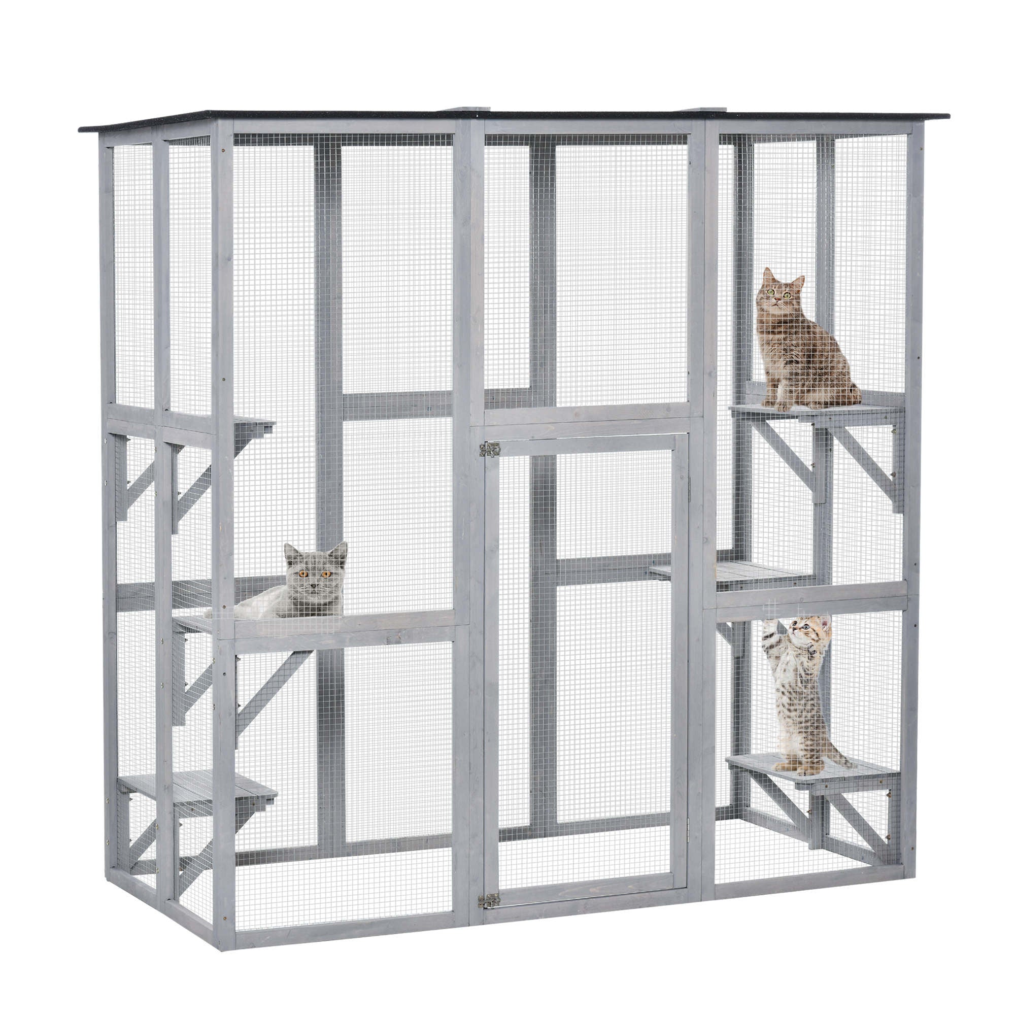 pawhut-catio-multi-chats-ext-rieur-imperm-able-180-x-98-x-180-cm-avec-plateforme image 2