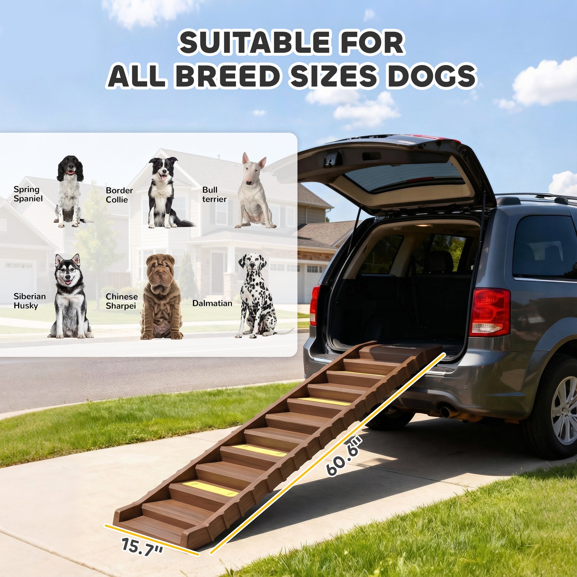 pawhut-escalier-chien-pliable-voiture-suv-10-marches-68-kg-marron image 5