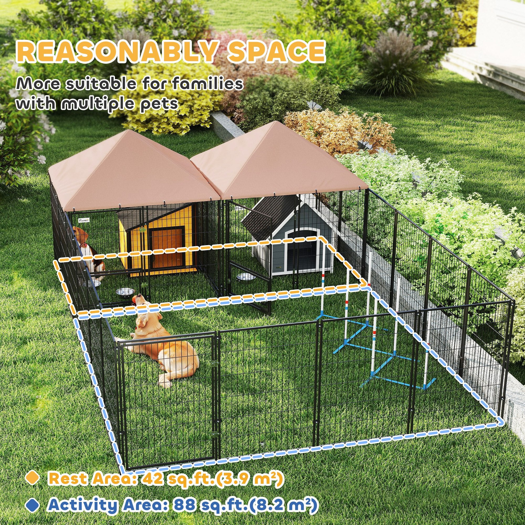 pawhut-chenil-ext-rieur-pour-chien-2-niches-avec-gamelles-et-toit-imperm-able-ma image 6