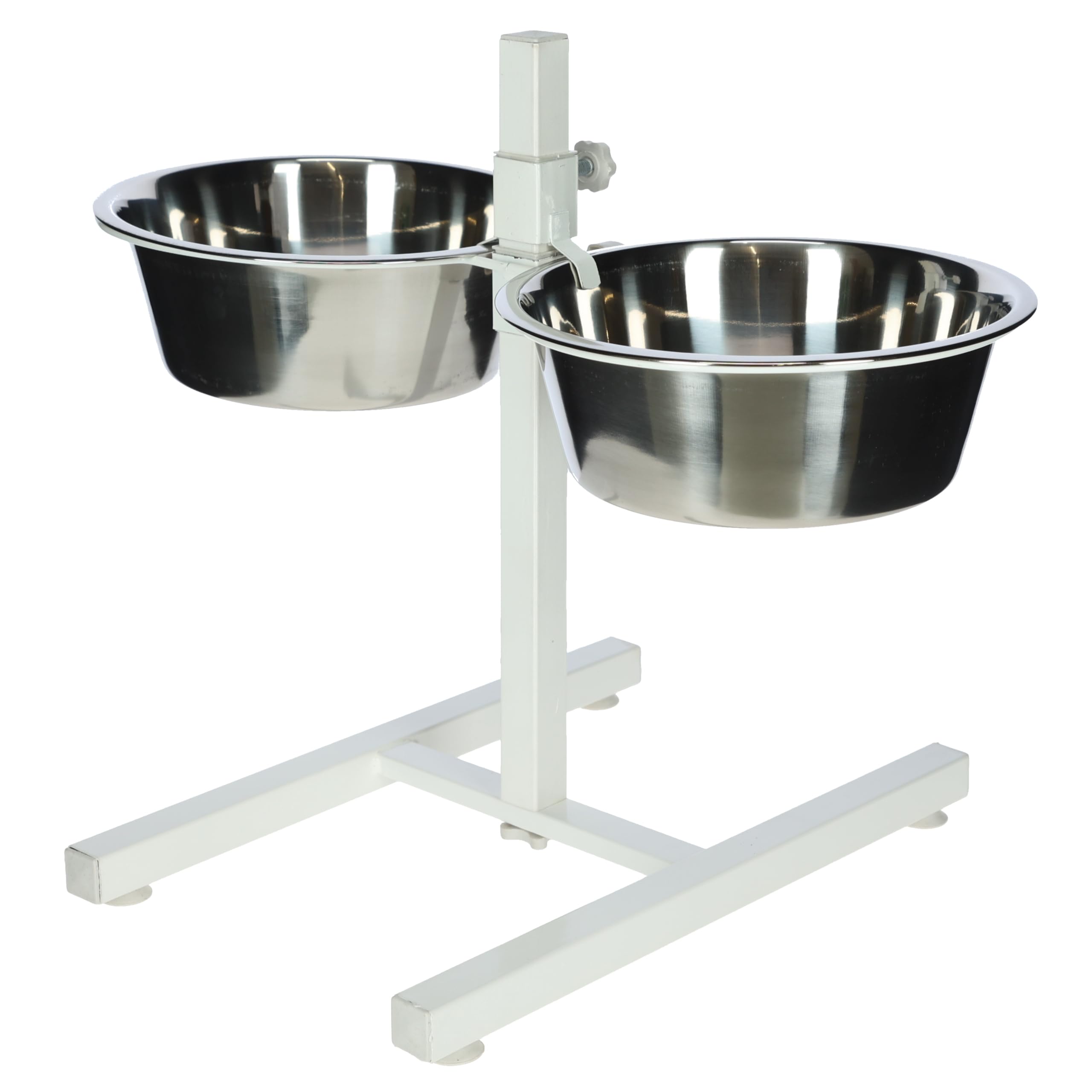 kerbl-gamelle-sur-lev-e-pour-chien-2x1800-ml-blanc-cadre-acier-hauteur-r-glable image 1