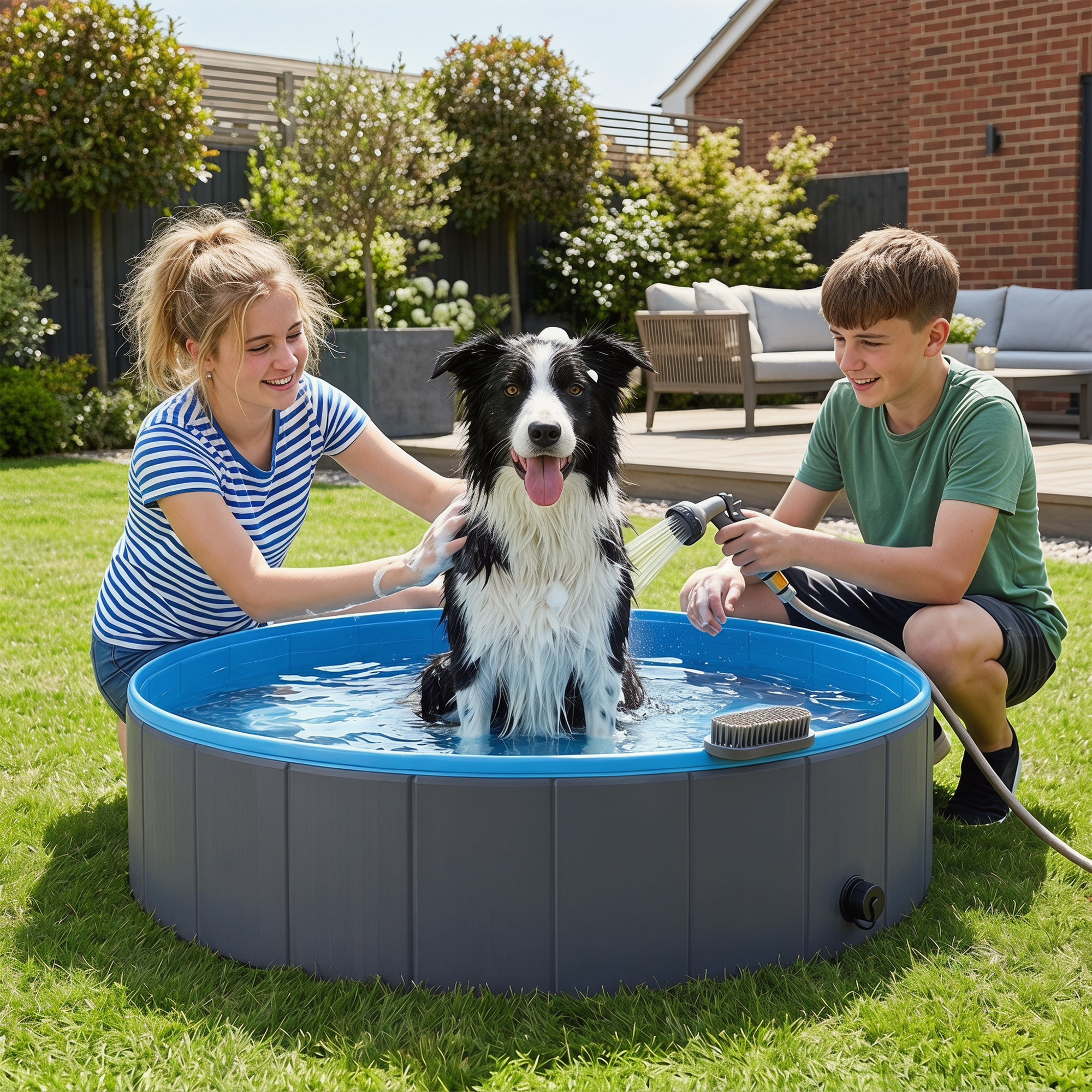 pawhut-piscine-chien-pliable-avec-fond-antid-rapant-120-x-30-cm-adaptateur-tuyau image 4