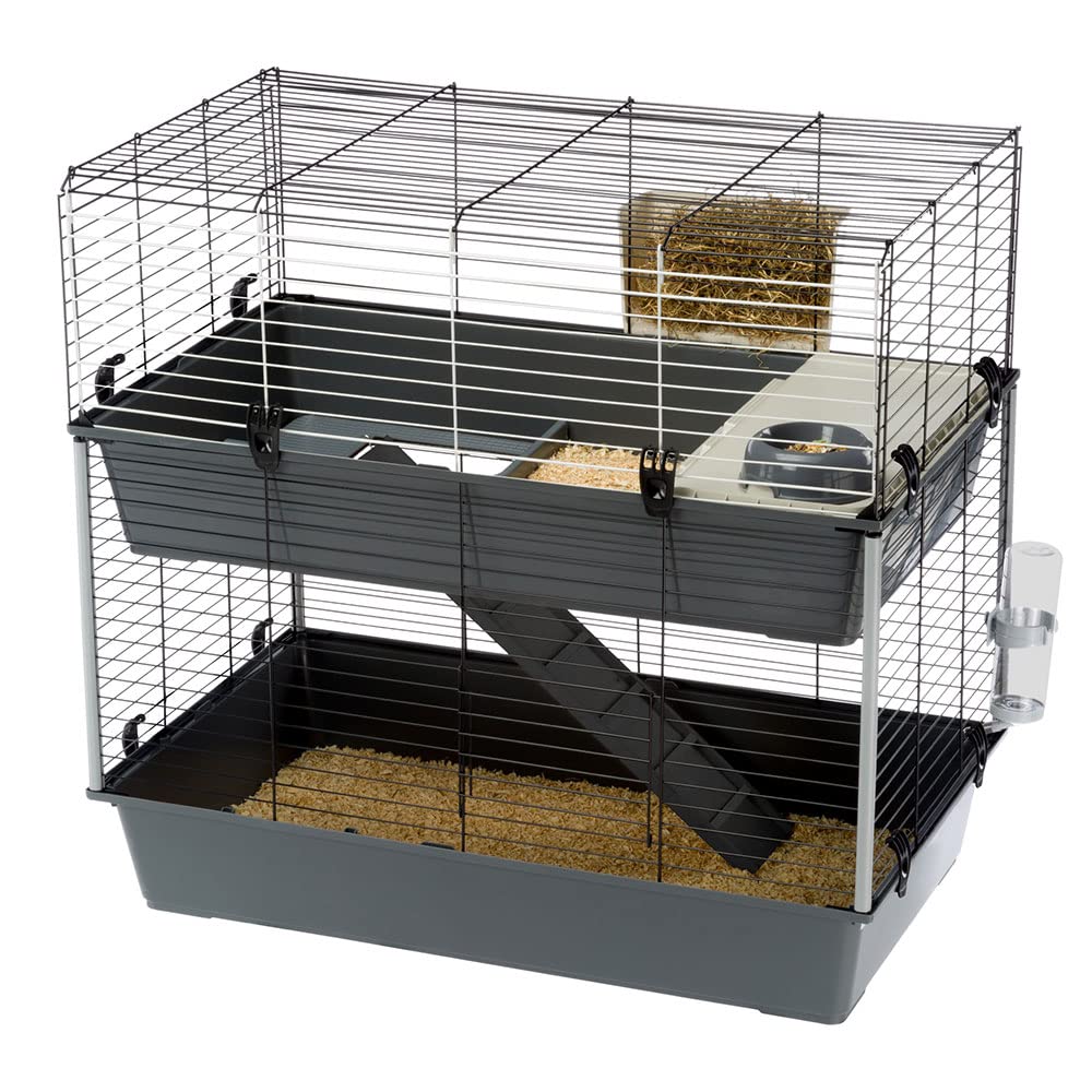 ferplast-rabbit-100-double-cage-2-tages-pour-lapins-95-x-57-x-h-93-5-cm-noire image 3