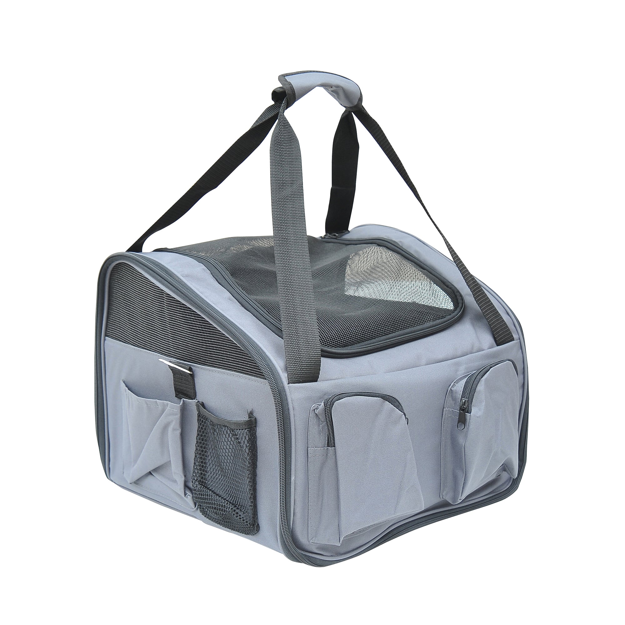 pawhut-sac-de-transport-pliable-pour-chat-et-petit-chien-41x34x30-cm-avec-fen-tr image 2