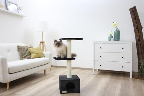 kerbl-arbre-chat-venus-sweet-30-x-30-x-85-cm-noir-grotte-griffoir-sisal image 8