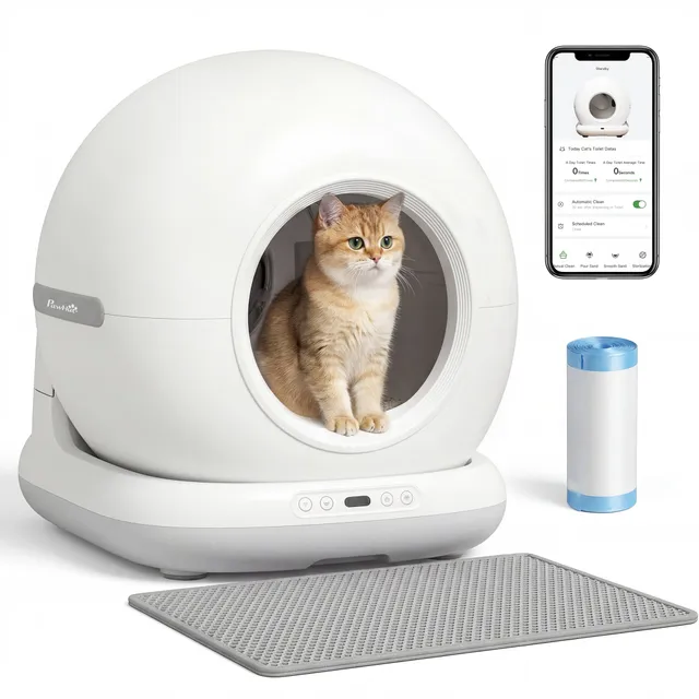 pawhut-bac-liti-re-automatique-autonettoyant-72l-avec-contr-le-app-pour-multi-ch image 1