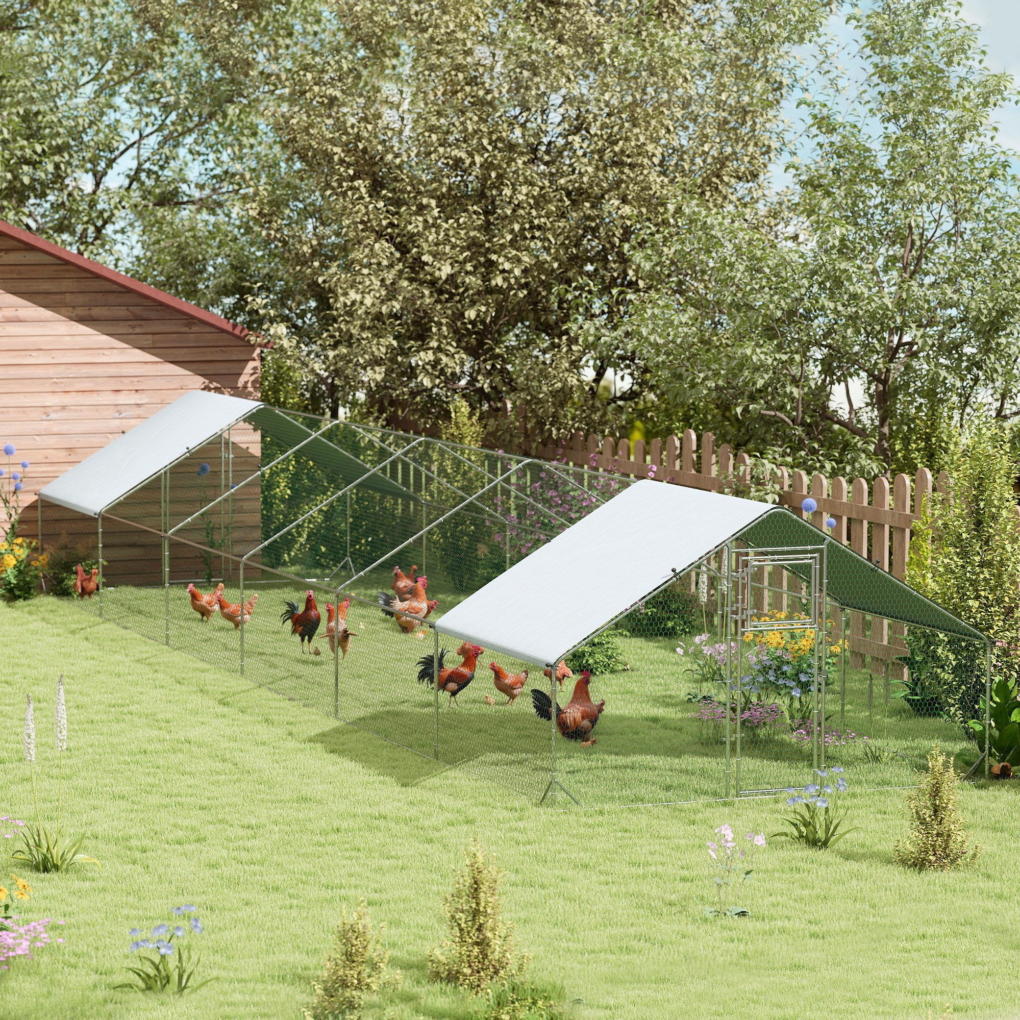 pawhut-parc-poulailler-extra-large-avec-toit-et-couverture-imperm-able-11-9-m-x- image 3