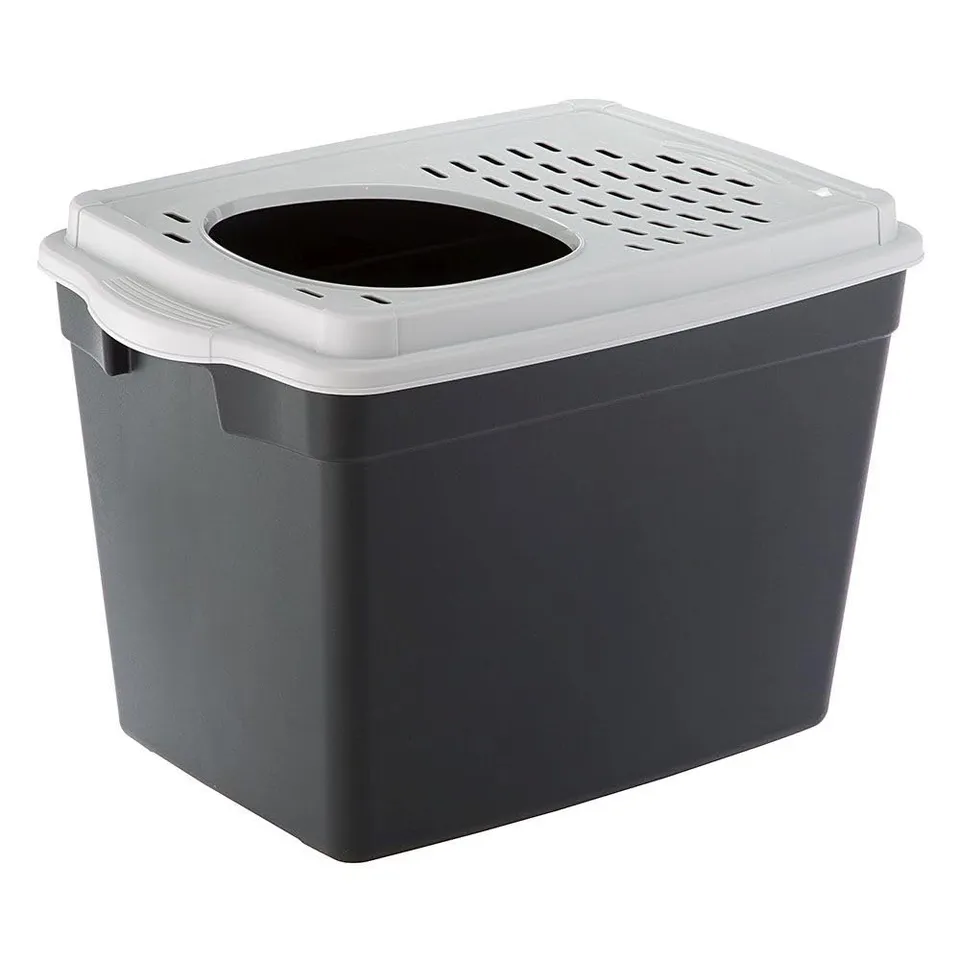 ferplast-jumpy-bac-liti-re-pour-chat-entr-e-par-le-haut-noir image 1