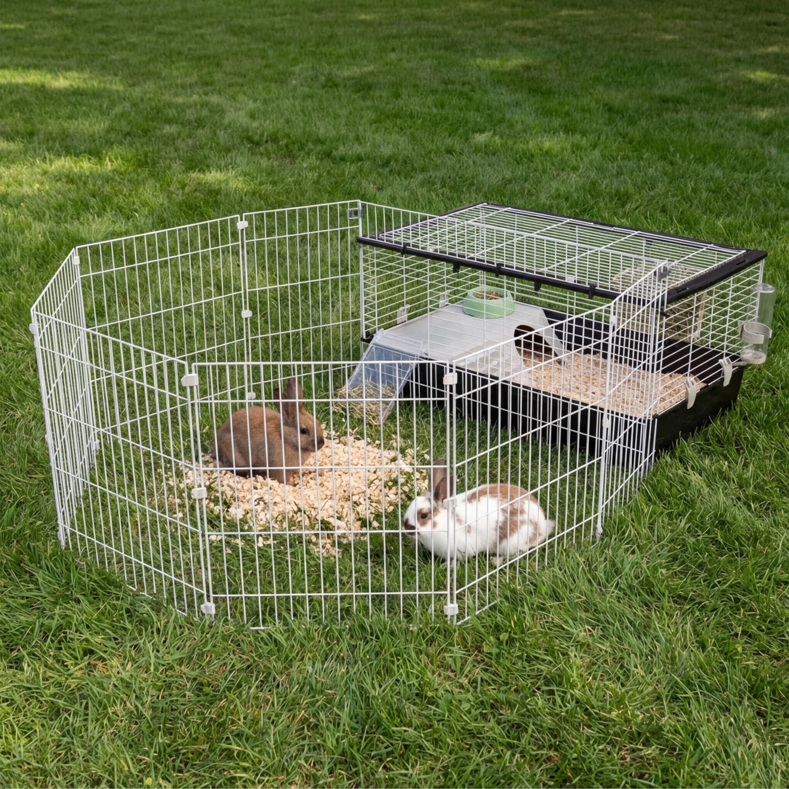 ferplast-parkhome-100-cage-lapin-et-cochon-d-inde-avec-enclos-95-x-177-5-x-h-56- image 2