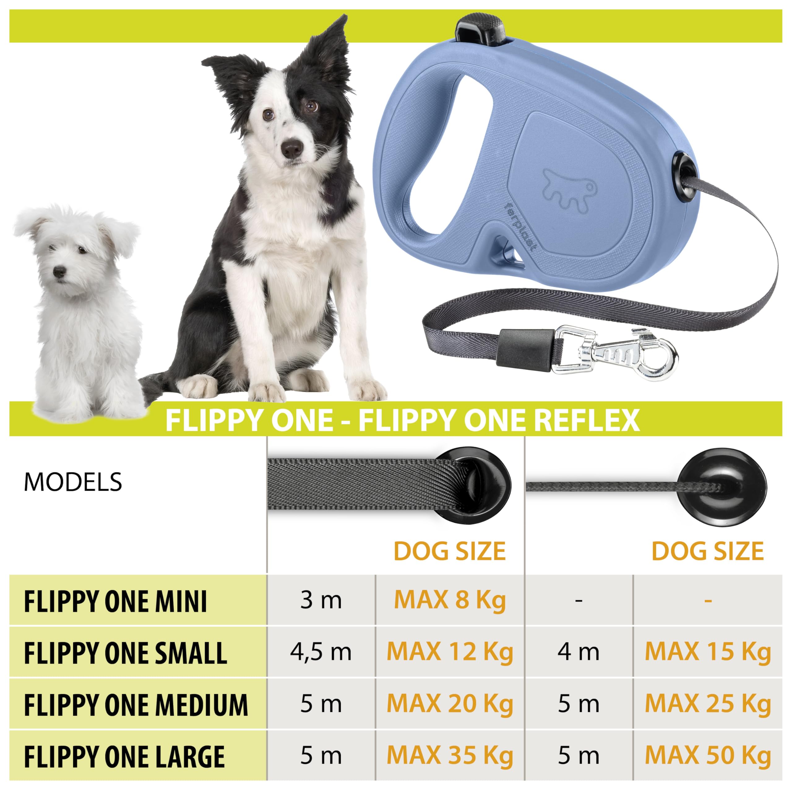 ferplast-flippy-one-laisse-enrouleur-chien-cordon-4-5-m-jusqu-12-kg-bleu-clair image 8