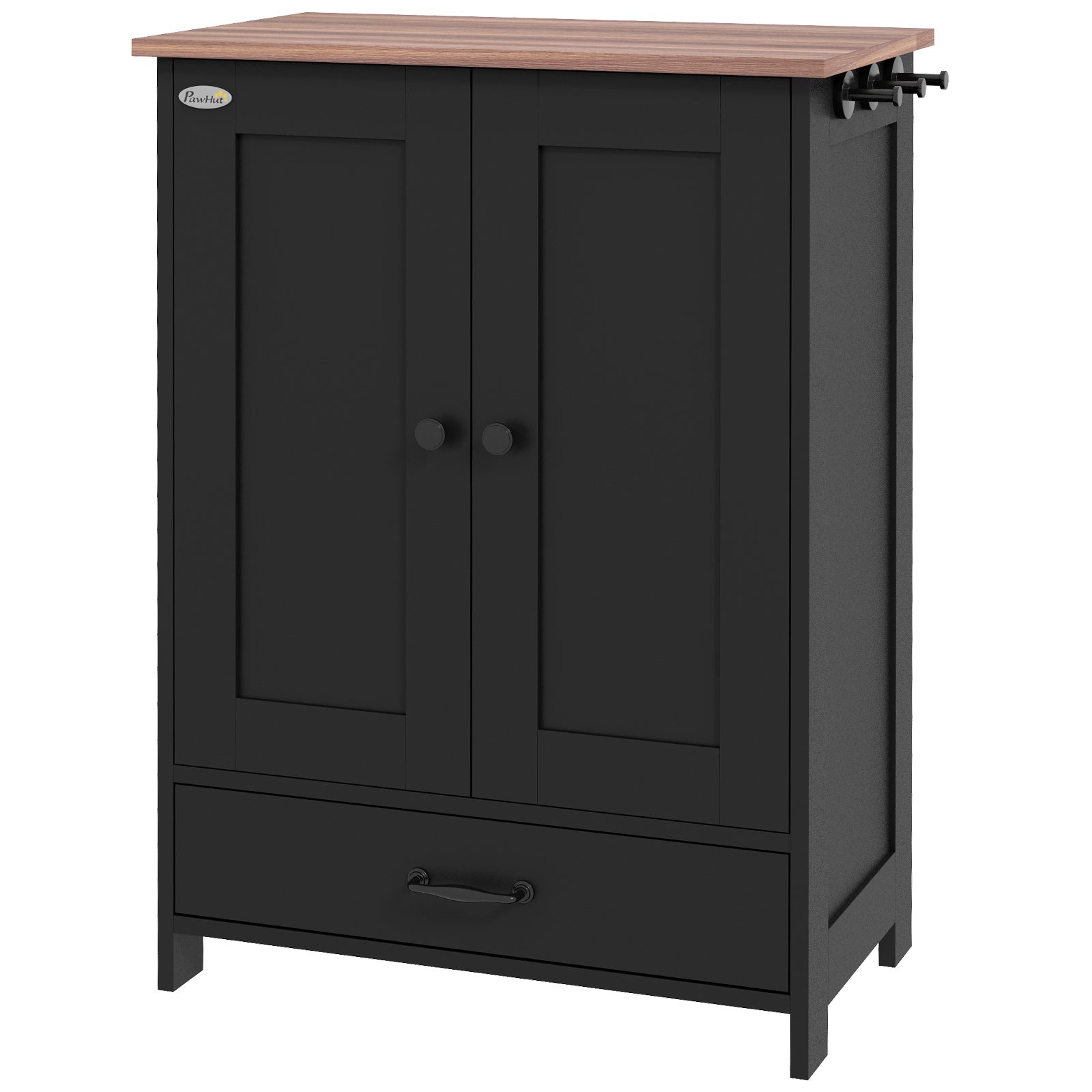pawhut-station-d-alimentation-chien-avec-rangement-et-gamelles-sur-lev-es-noir image 2