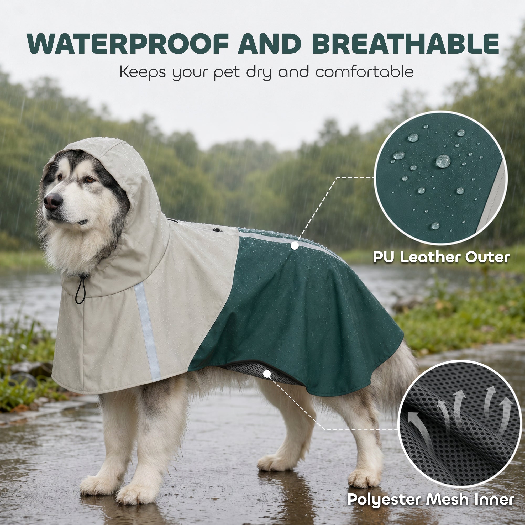 pawhut-manteau-de-pluie-pour-chien-avec-capuche-bandes-r-fl-chissantes-et-ouvert image 6