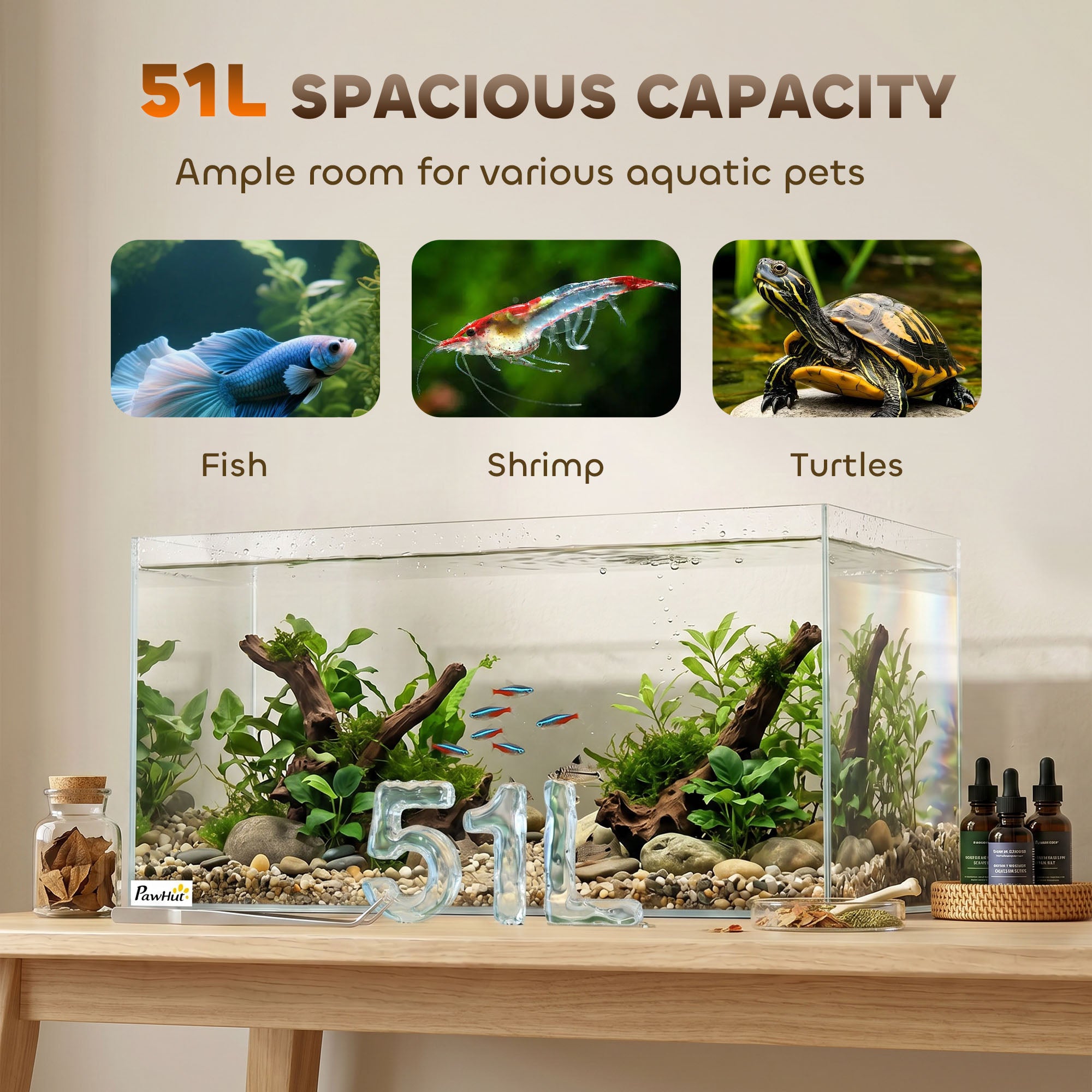 pawhut-aquarium-verre-51l-60-x-30-x-30-cm-pour-poissons-crevettes-tortues image 8