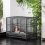 pawhut-cage-chien-heavy-duty-43-roulettes-verrouillables-double-porte-et-bac-amo image 4