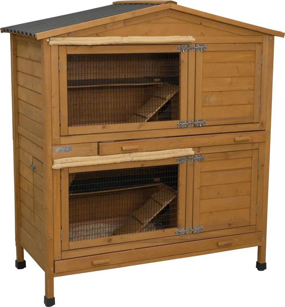 kerbl-maison-pour-rongeurs-appartement-pro-118x61x130-cm-clapier-bois-lasure image 1