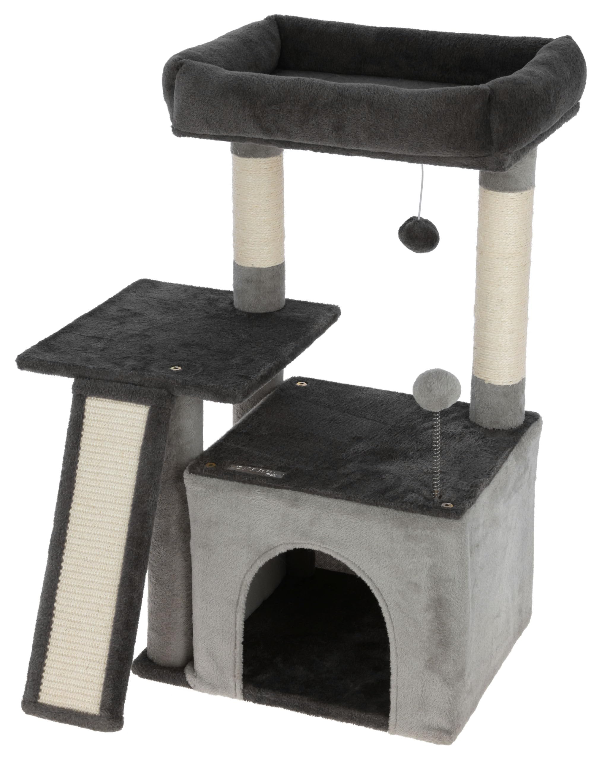 kerbl-rosalie-arbre-chat-gris-76-cm-avec-niche-et-corbeille image 1