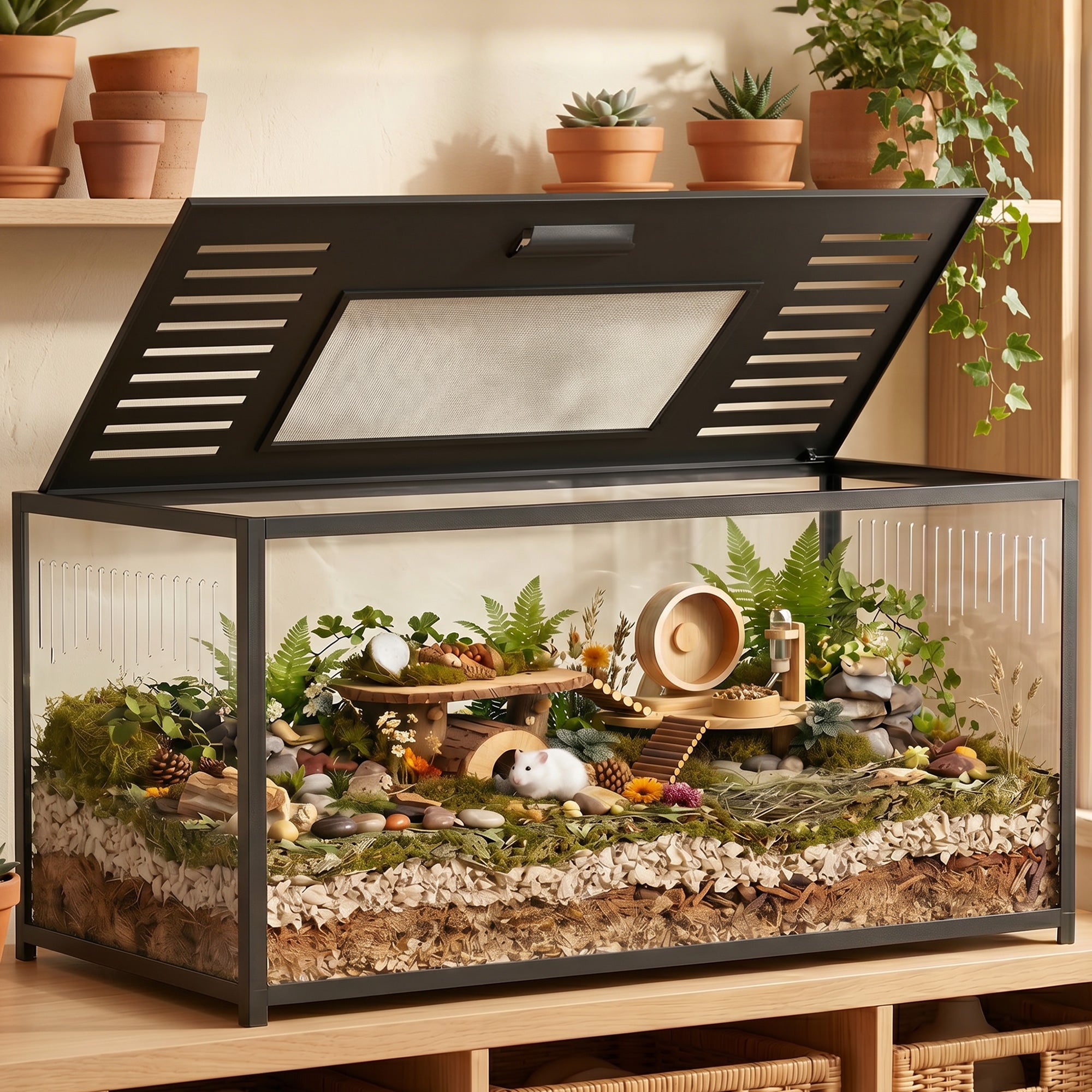 pawhut-cage-hamster-m-tal-anti-rongement-100-x-50-x-52-5-cm-noire image 3