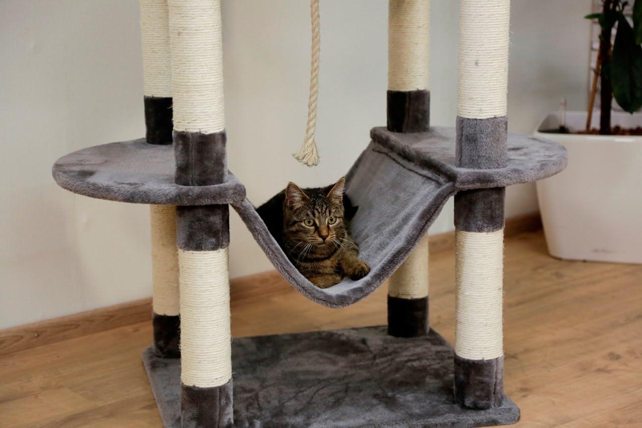 kerbl-pet-matteo-arbre-chat-gris-180-cm-avec-grotte-xxl-et-hamac image 2