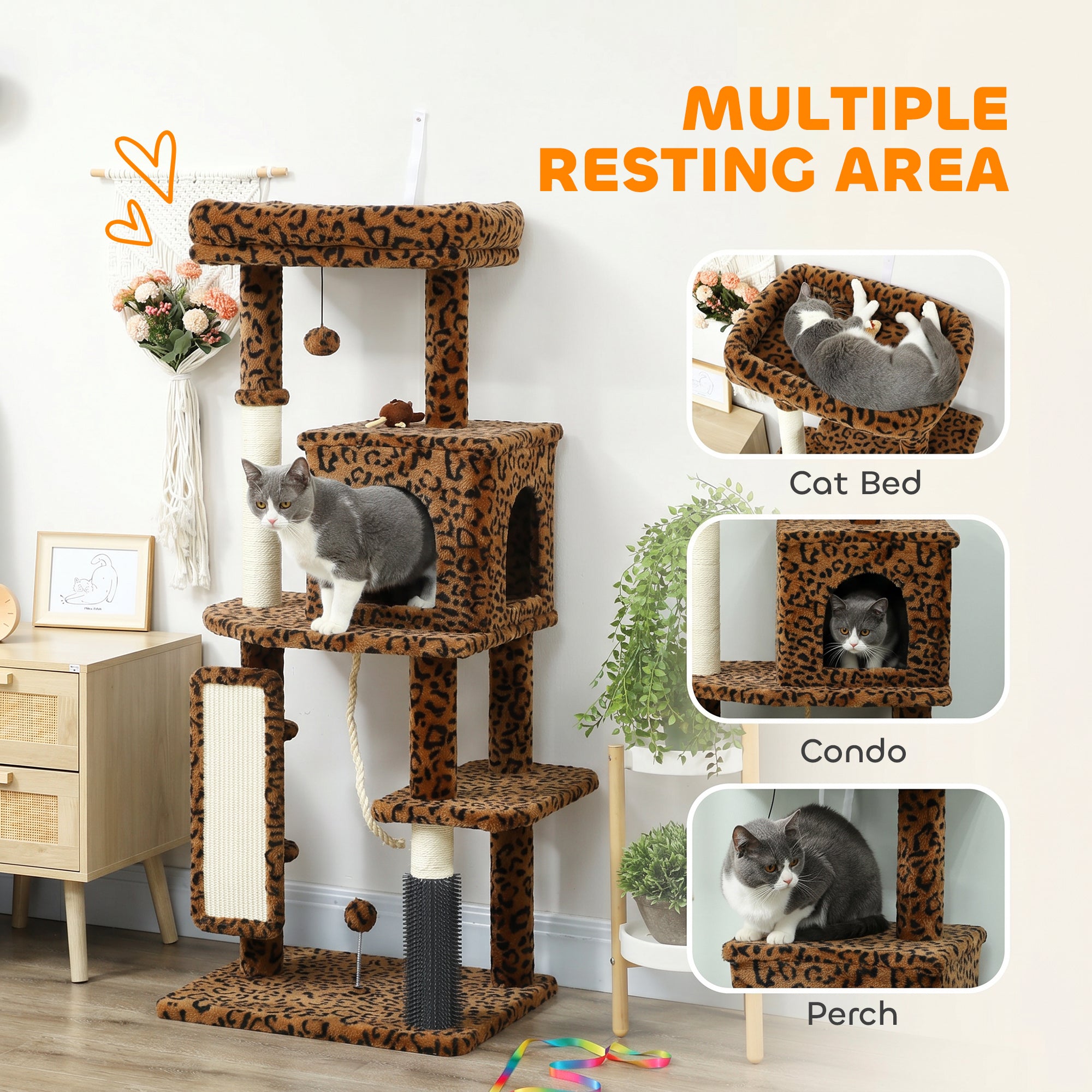 pawhut-arbre-chat-132-cm-pour-grands-chats-avec-griffoirs-niche-et-plateformes-i image 6