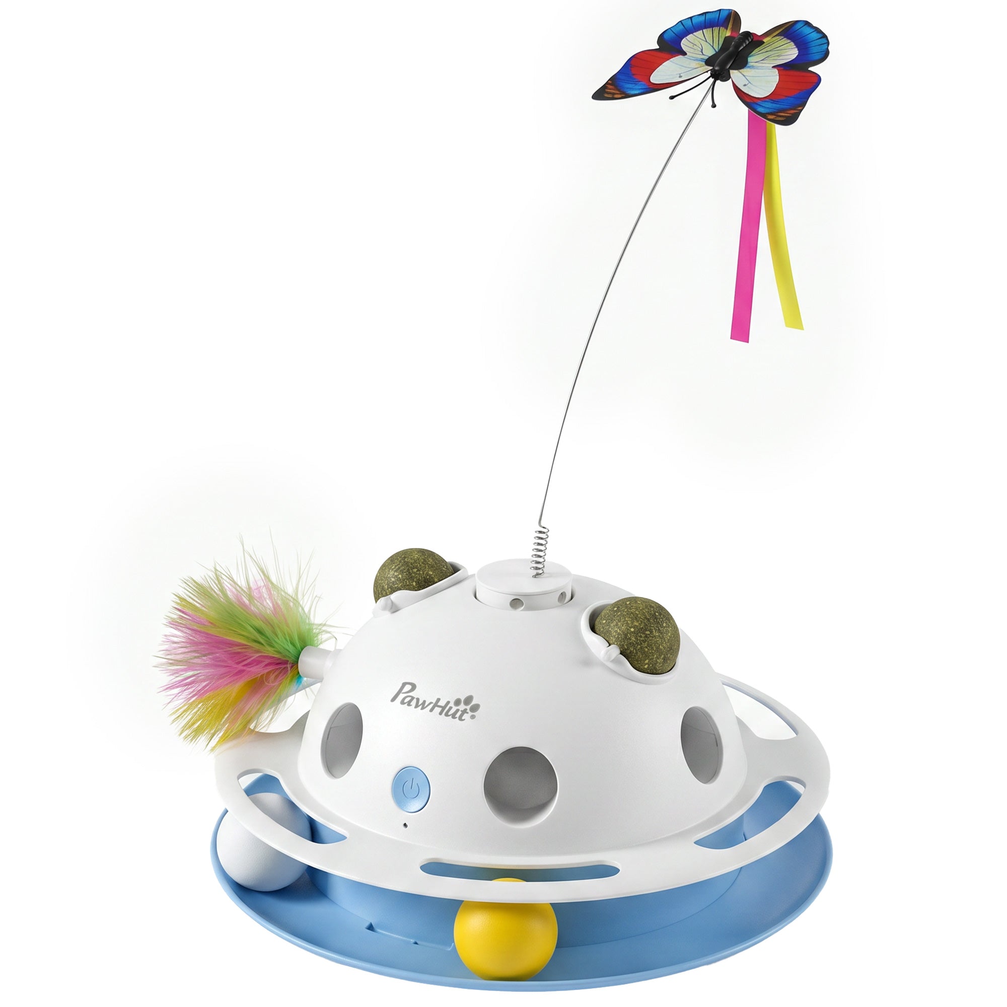 pawhut-jouet-chat-interactif-4-en-1-papillon-plumes-et-herbe-chat image 2