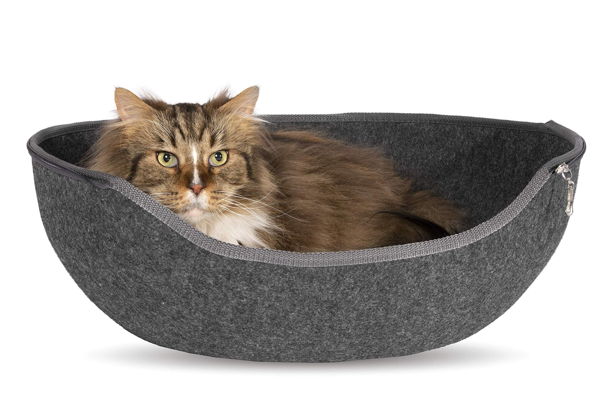 karlie-lu-innu-niche-pour-chat-en-feutre-gris-coussin-peluche-lavable-60-x-57-x- image 6