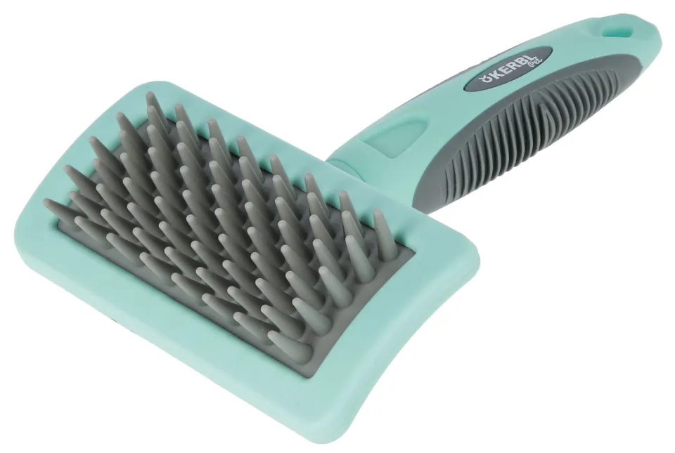 kerbl-brosse-de-massage-pour-chat-et-chien-turquoise-gris-18-x-12-cm image 1