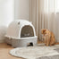 pawhut-bac-liti-re-chat-ferm-inox-xl-gris-avec-tiroir-coulissant-et-filtre-carbo image 3